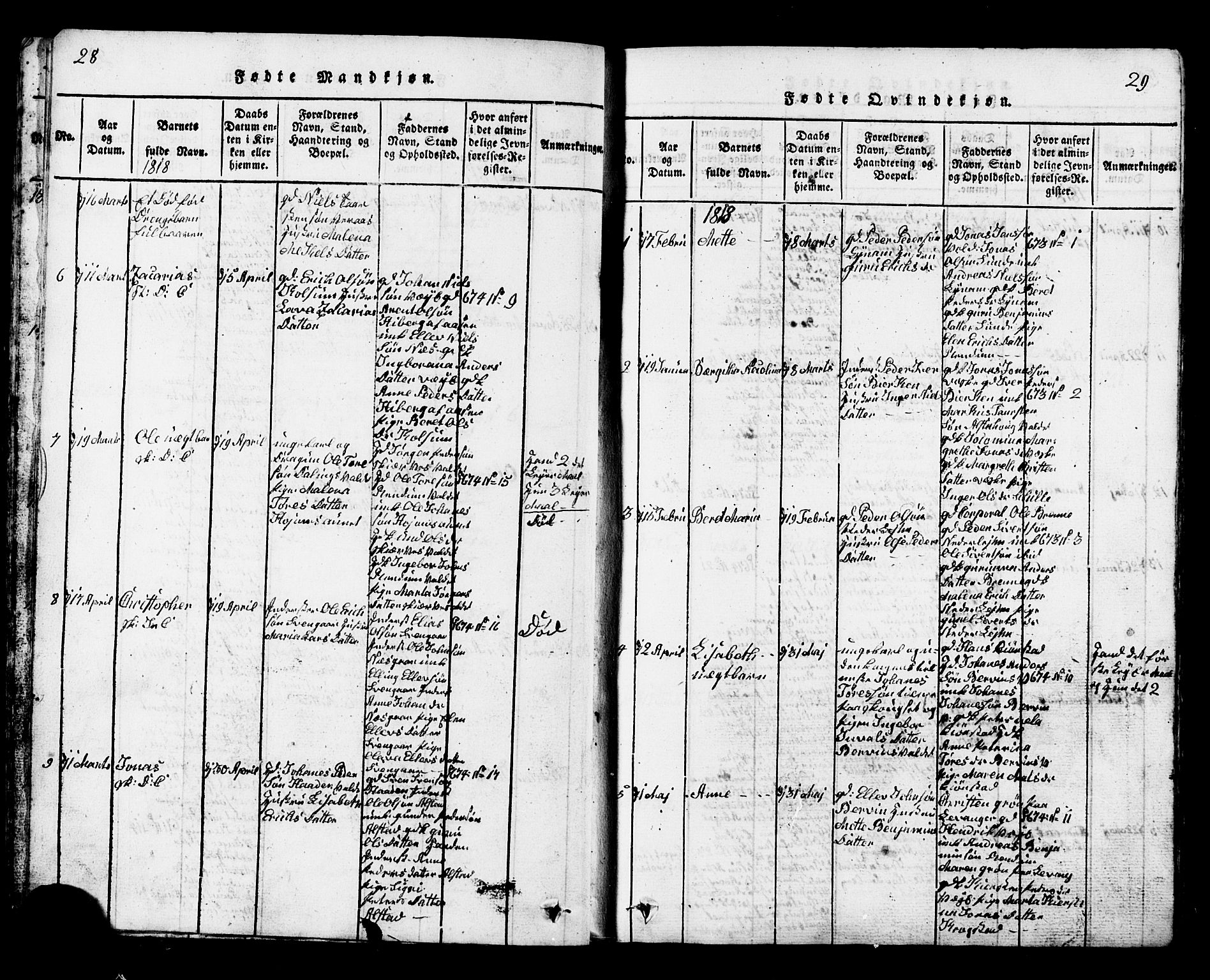 Ministerialprotokoller, klokkerbøker og fødselsregistre - Nord-Trøndelag, SAT/A-1458/717/L0169: Klokkerbok nr. 717C01, 1816-1834, s. 28-29