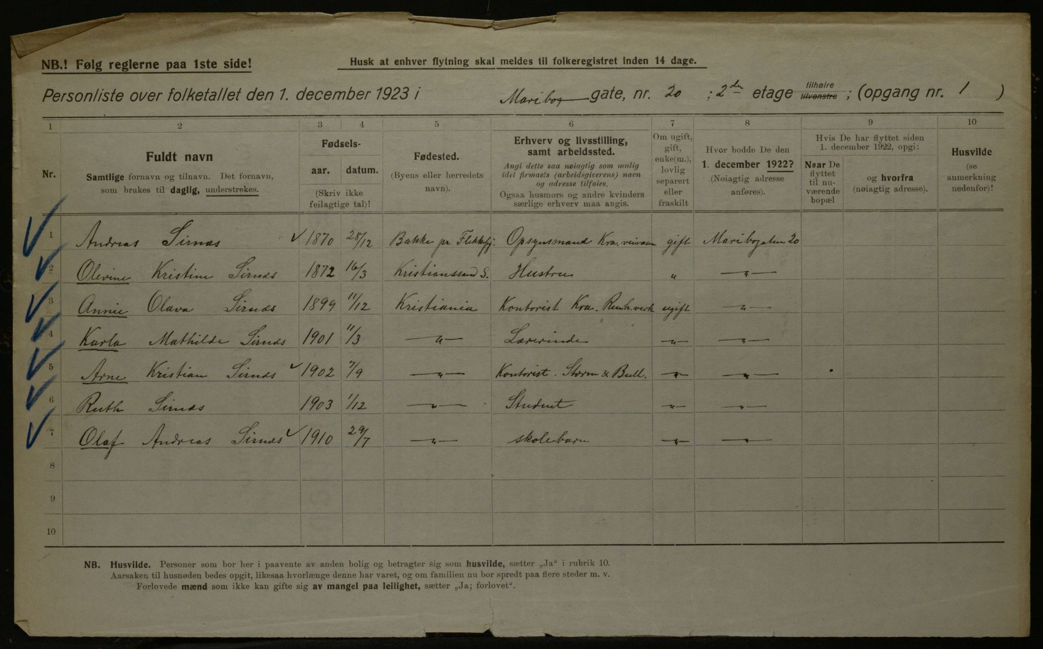 OBA, Kommunal folketelling 1.12.1923 for Kristiania, 1923, s. 67429