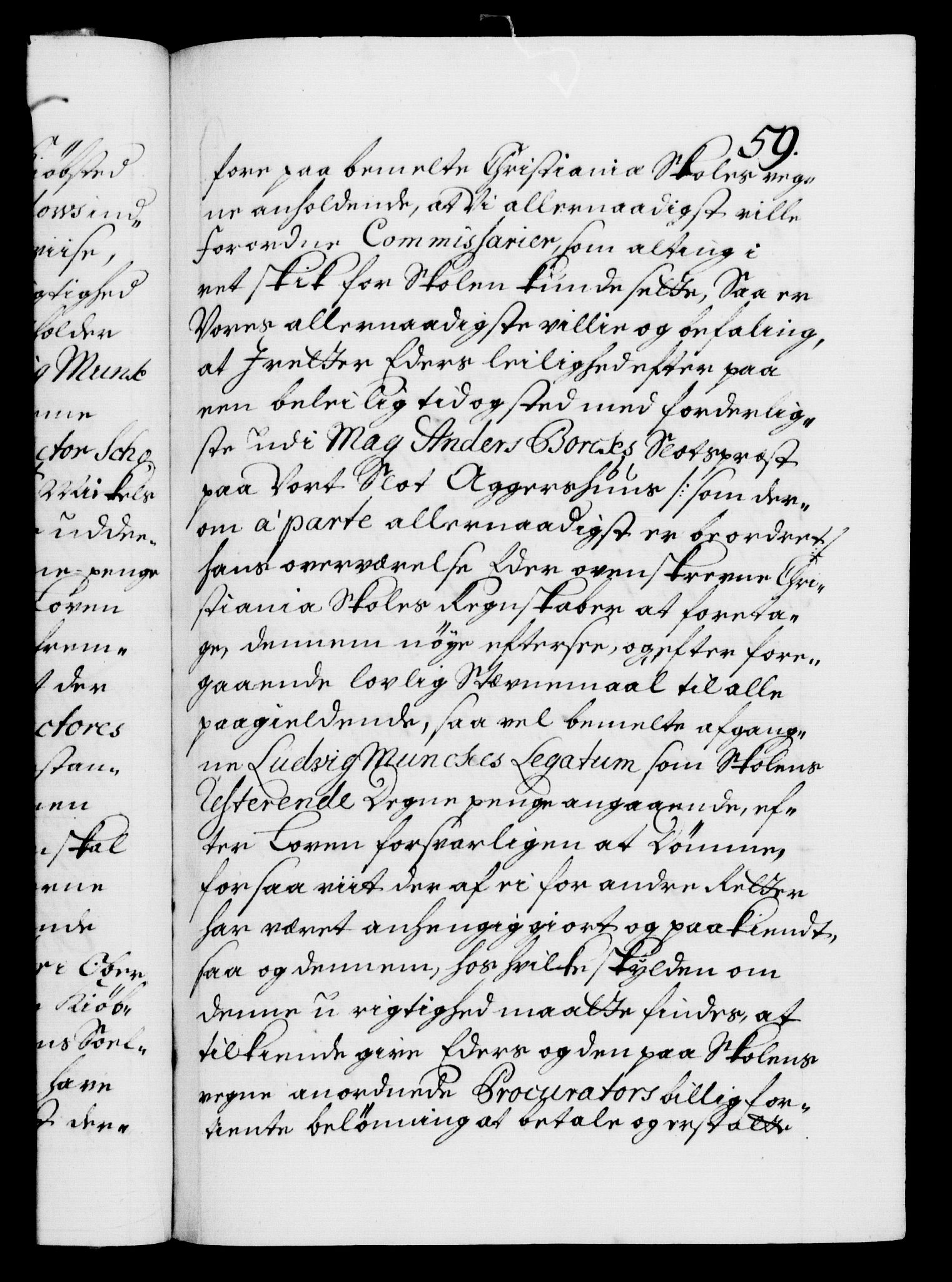 Danske Kanselli 1572-1799, AV/RA-EA-3023/F/Fc/Fca/Fcab/L0018: Norske tegnelser, 1707-1709, s. 59a