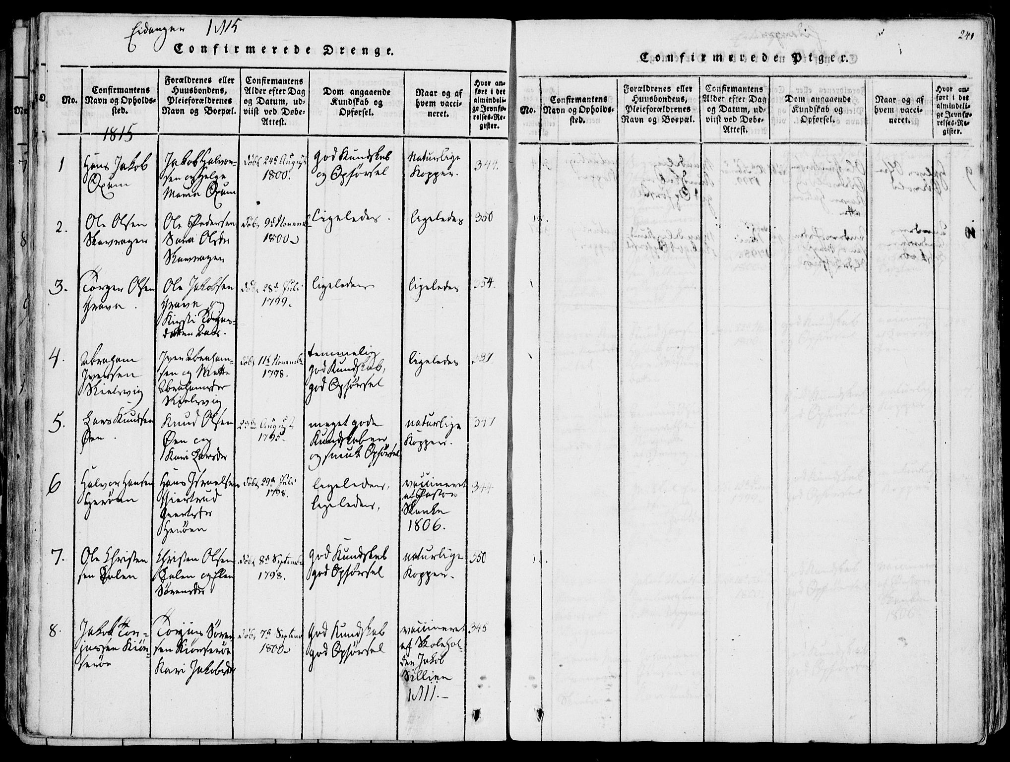 Eidanger kirkebøker, AV/SAKO-A-261/F/Fa/L0007: Ministerialbok nr. 7, 1814-1831, s. 241