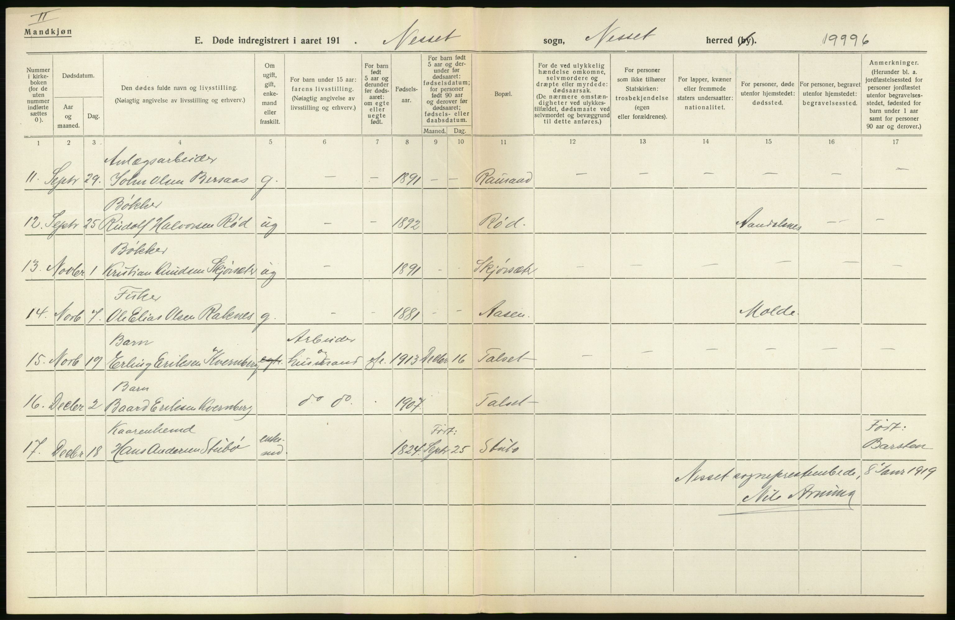 Statistisk sentralbyrå, Sosiodemografiske emner, Befolkning, AV/RA-S-2228/D/Df/Dfb/Dfbh/L0045: Møre fylke: Døde. Bygder og byer., 1918, s. 418