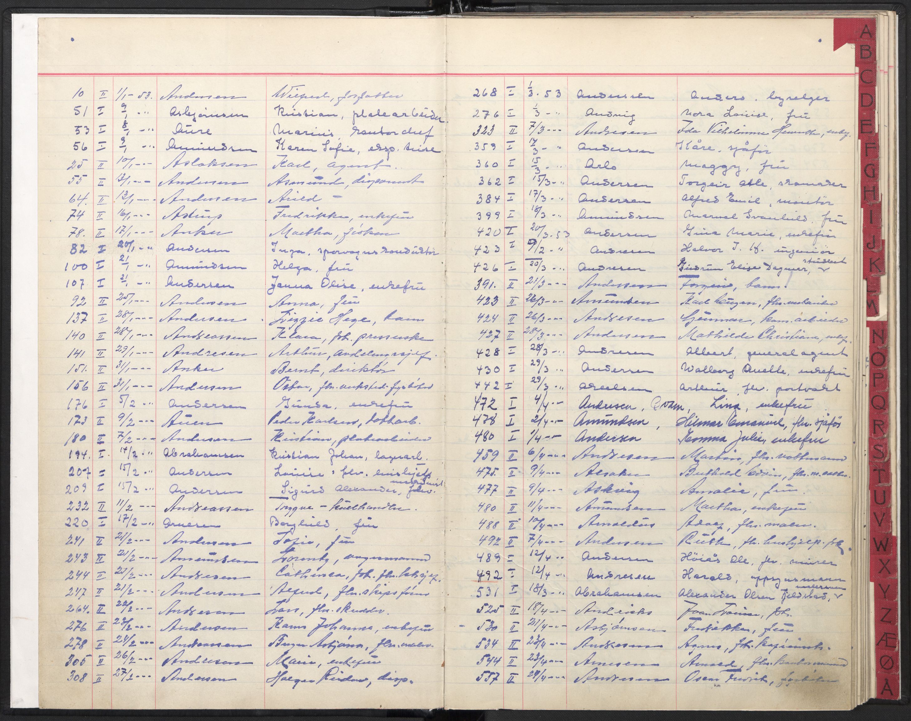 Oslo skifterett, SAO/A-10383/F/Fa/Faa/L0053: Register til dødsfallsprotokollene, 1953