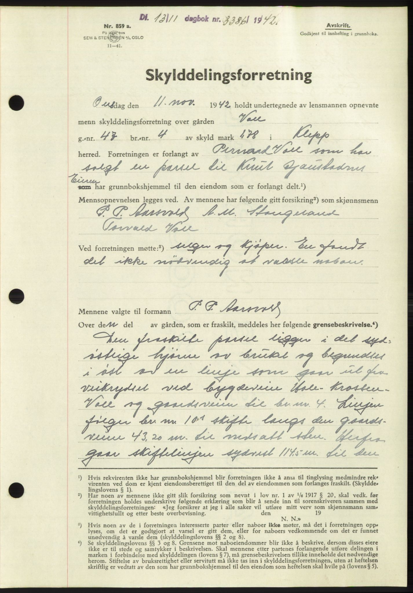 Jæren sorenskriveri, SAST/A-100310/03/G/Gba/L0083: Pantebok, 1942-1942, Dagboknr: 3386/1942