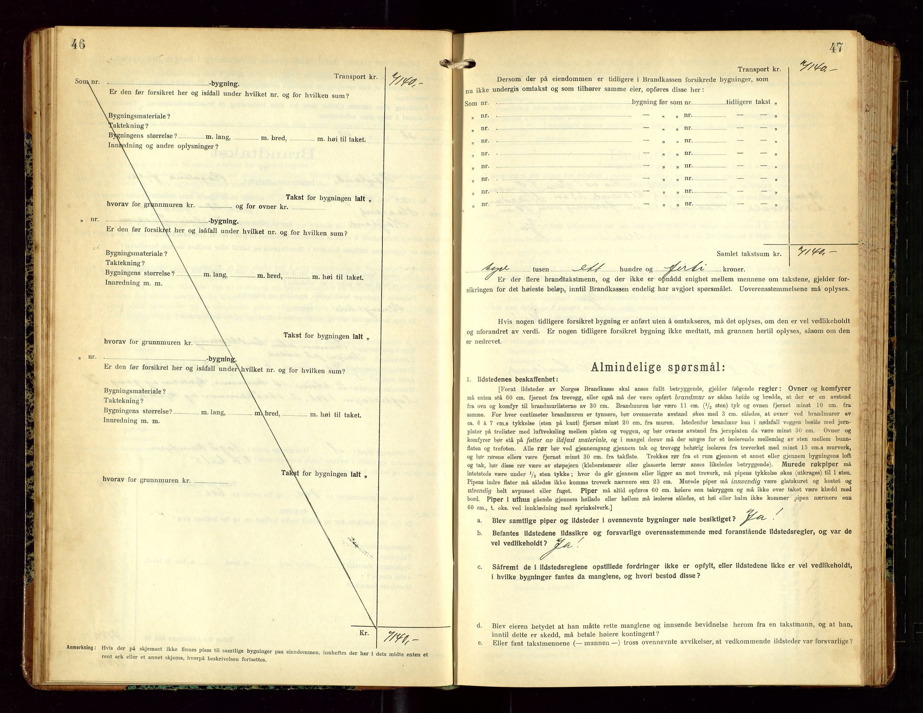 Høyland/Sandnes lensmannskontor, AV/SAST-A-100166/Gob/L0004: "Brandtakstprotokol", 1924-1933, s. 46-47