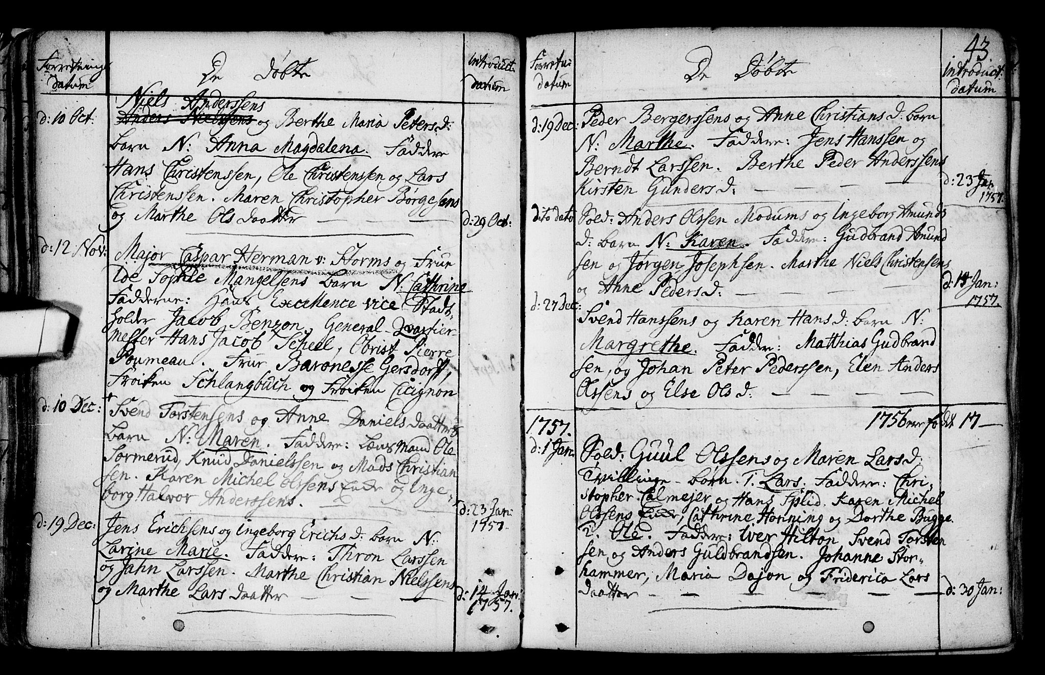 Gamlebyen prestekontor Kirkebøker, AV/SAO-A-10884/F/Fa/L0001: Ministerialbok nr. 1, 1734-1818, s. 43