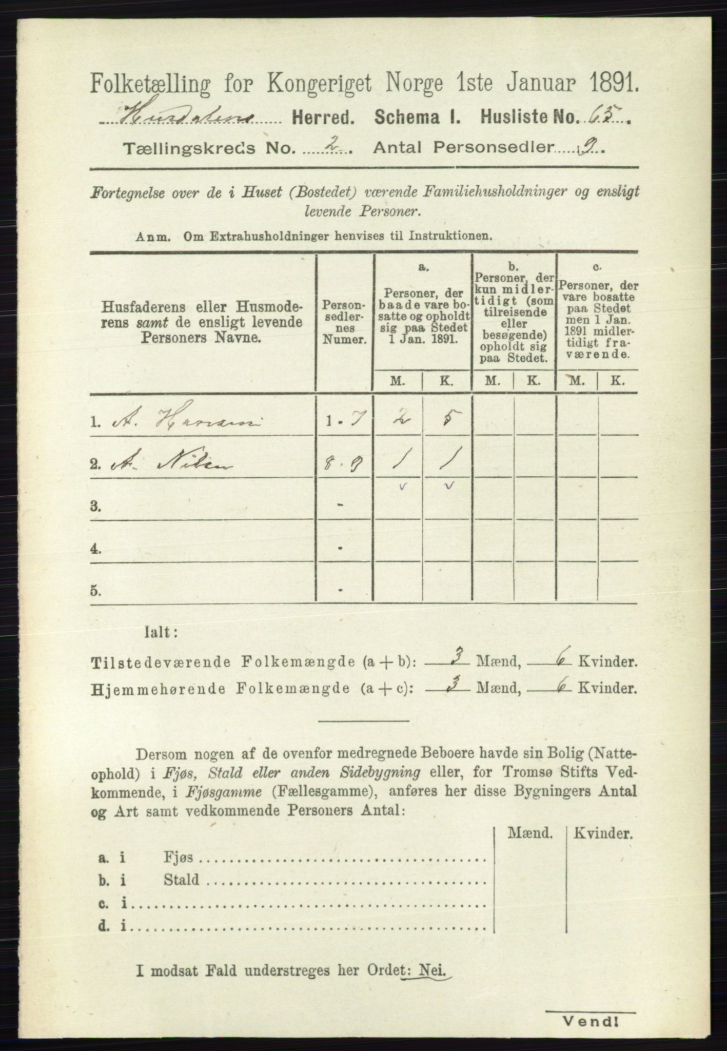 RA, Folketelling 1891 for 0239 Hurdal herred, 1891, s. 507