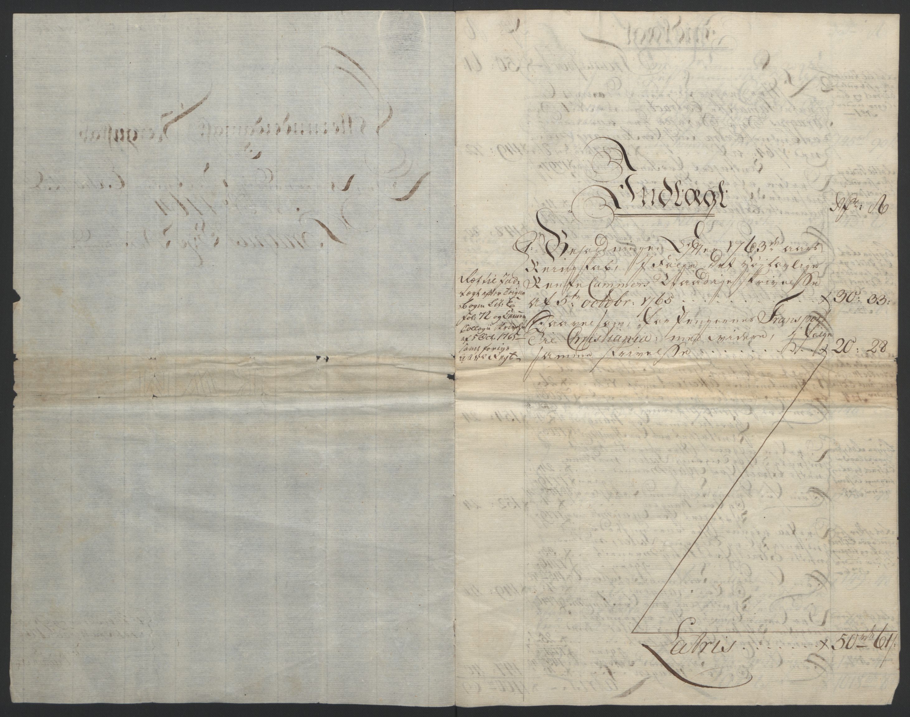 Rentekammeret inntil 1814, Reviderte regnskaper, Byregnskaper, RA/EA-4066/R/Rf/L0119/0001: [F2] Kontribusjonsregnskap / Ekstraskatt, 1762-1767, s. 151