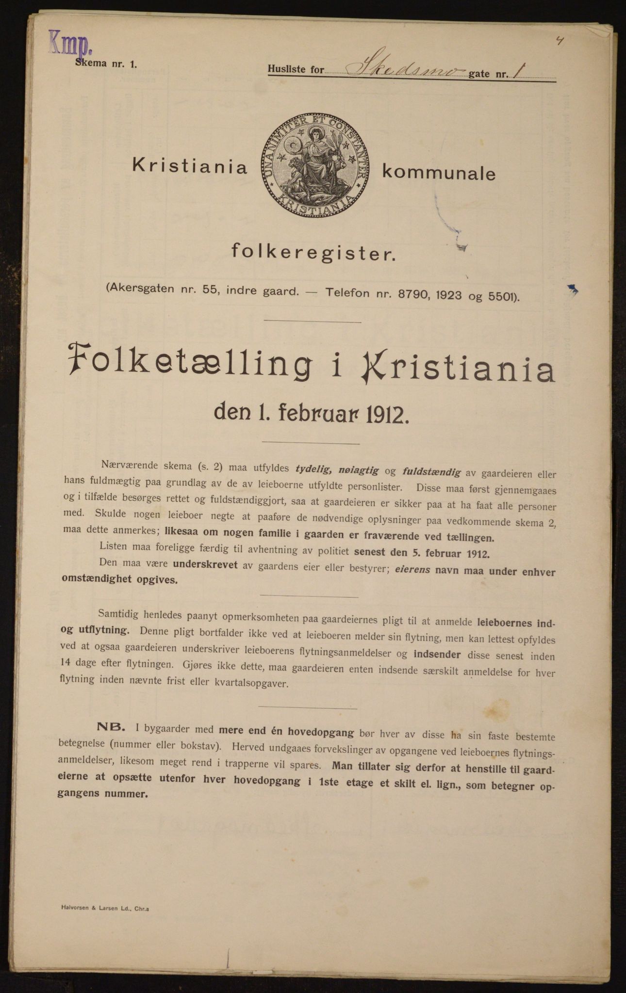 OBA, Kommunal folketelling 1.2.1912 for Kristiania, 1912, s. 95517