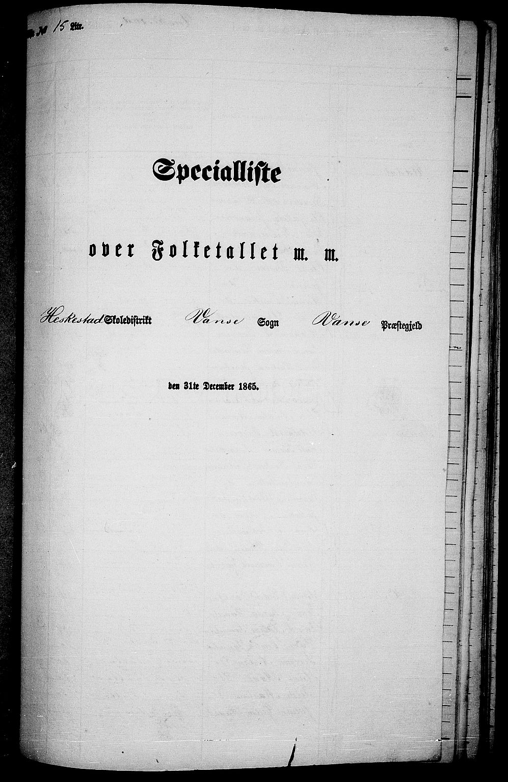 RA, Folketelling 1865 for 1041L Vanse prestegjeld, Vanse sokn og Farsund landsokn, 1865, s. 164