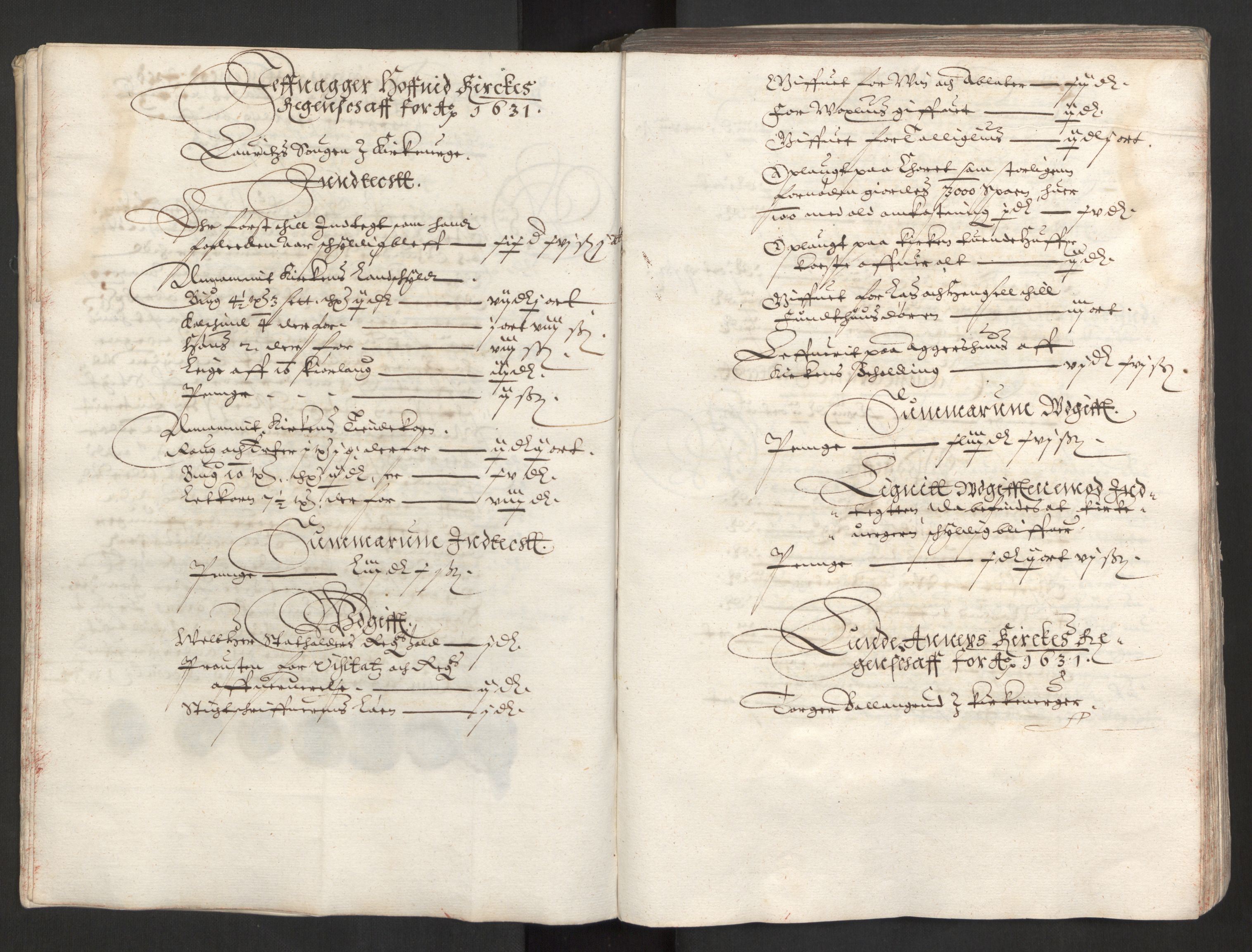 Rentekammeret inntil 1814, Reviderte regnskaper, Kirkeregnskap, AV/RA-EA-4067/Ra/L0009/0001: Kirkeregnskap / Akershus len. Numedal også for 1632., 1631-1632