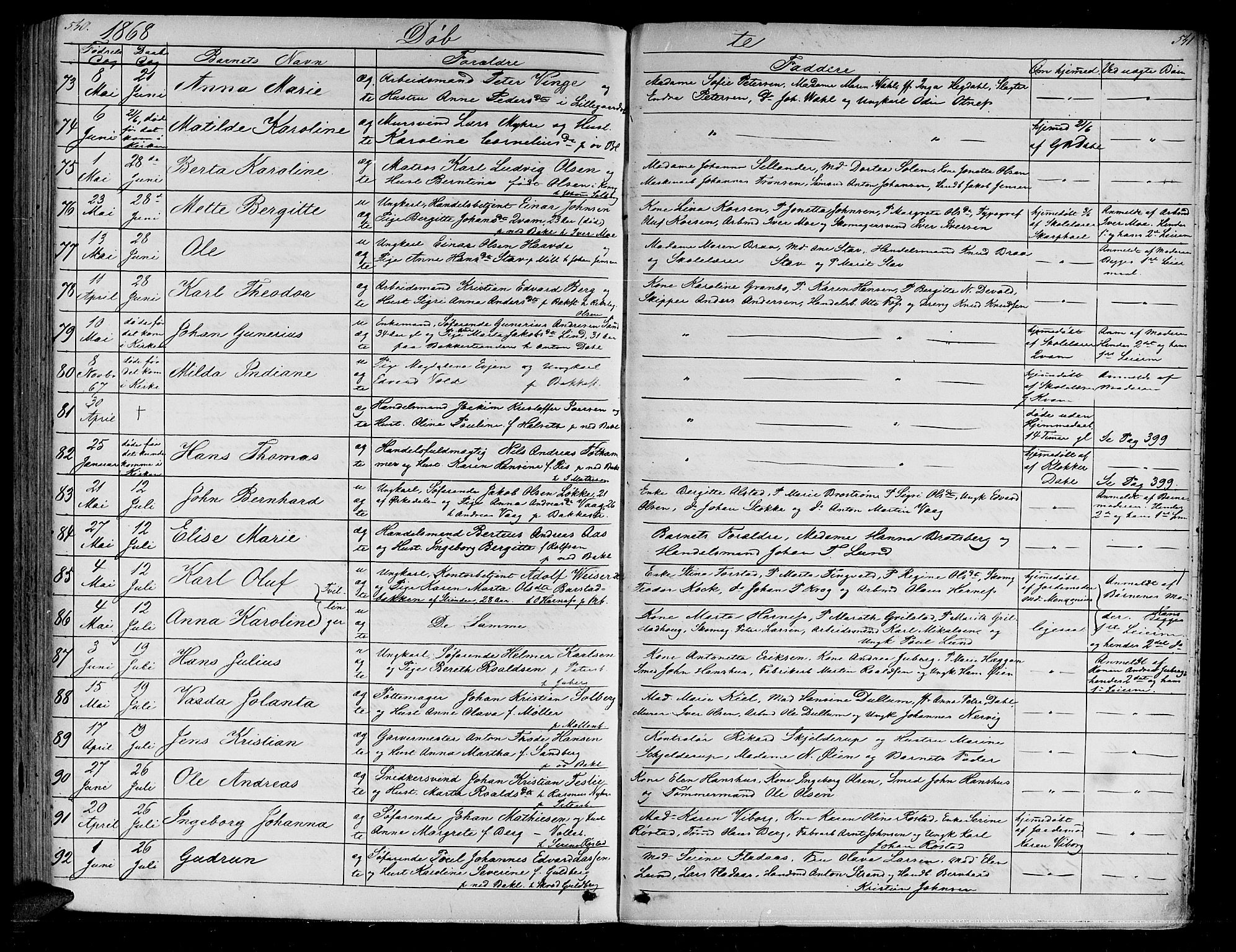 Ministerialprotokoller, klokkerbøker og fødselsregistre - Sør-Trøndelag, AV/SAT-A-1456/604/L0219: Klokkerbok nr. 604C02, 1851-1869, s. 540-541