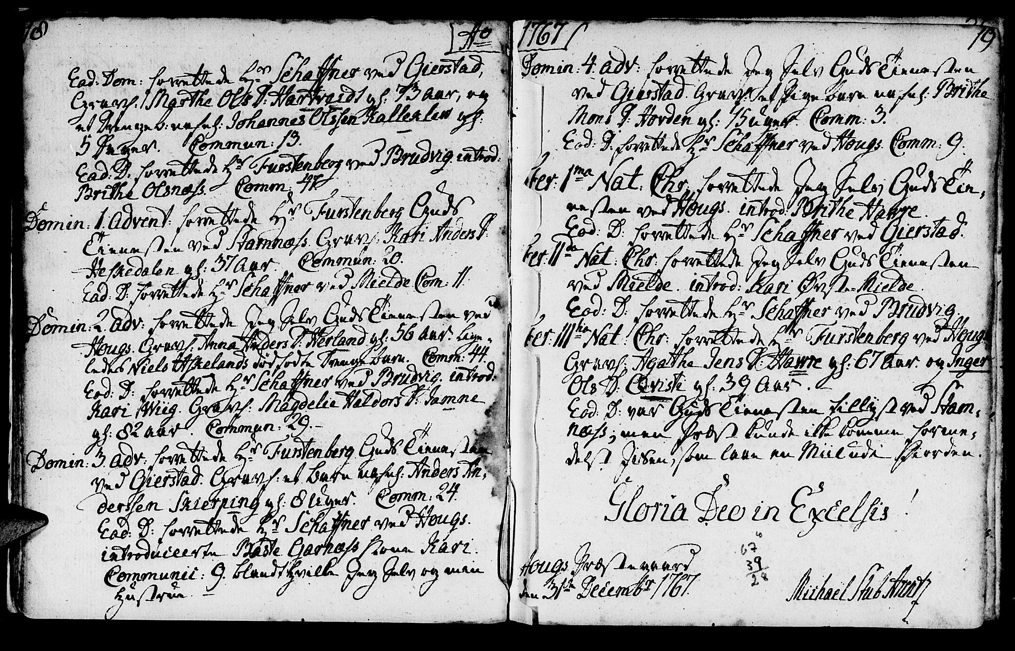 Haus sokneprestembete, SAB/A-75601/H/Haa: Ministerialbok nr. A 9, 1767-1781, s. 18-19