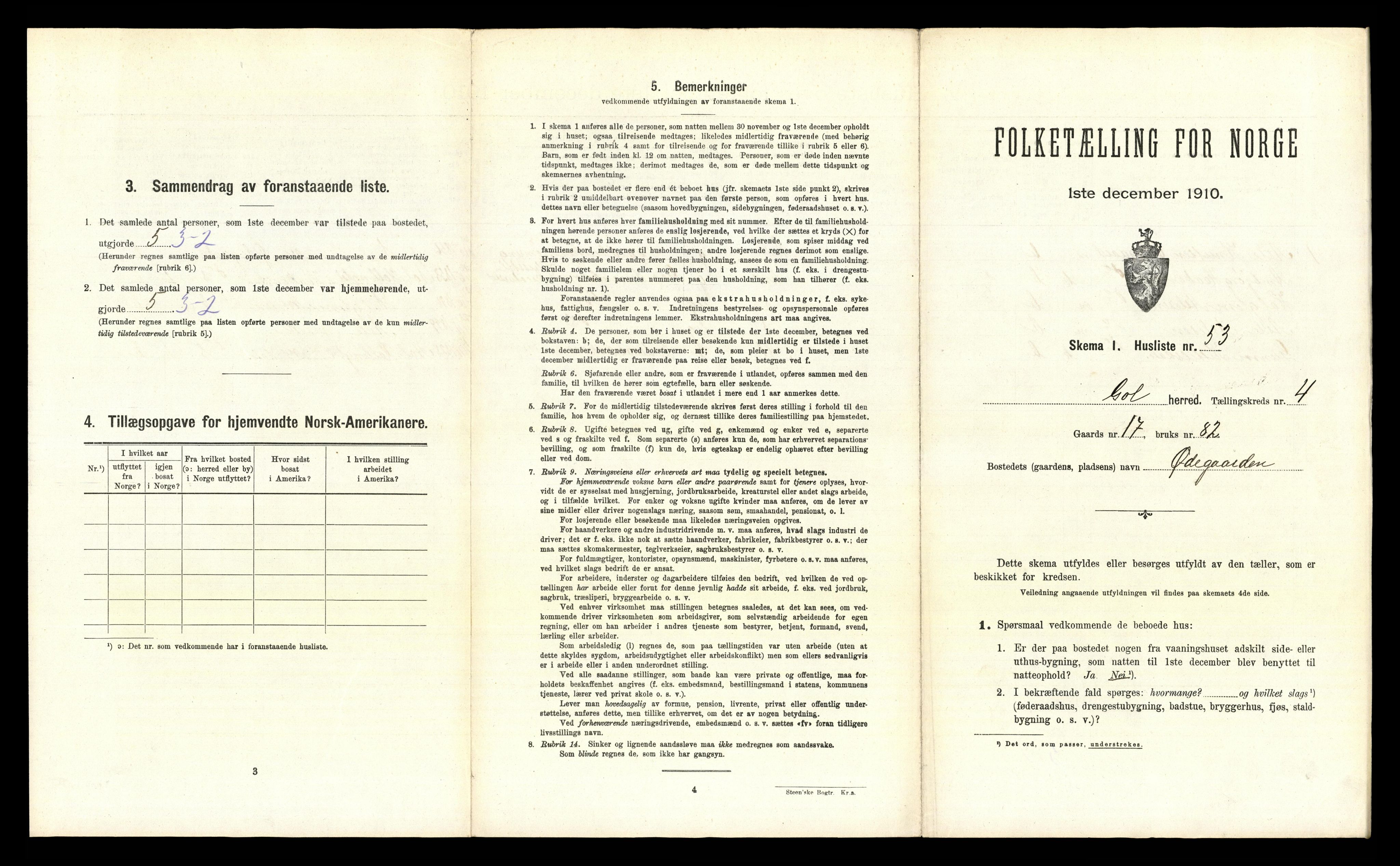 RA, Folketelling 1910 for 0617 Gol herred, 1910, s. 480