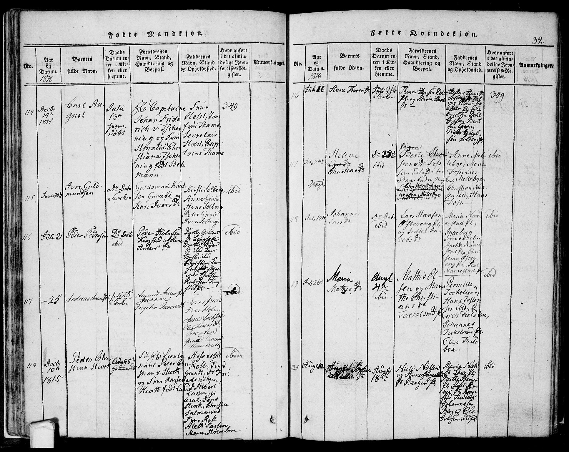 Eidsberg prestekontor Kirkebøker, AV/SAO-A-10905/F/Fa/L0007: Ministerialbok nr. I 7, 1814-1832, s. 32