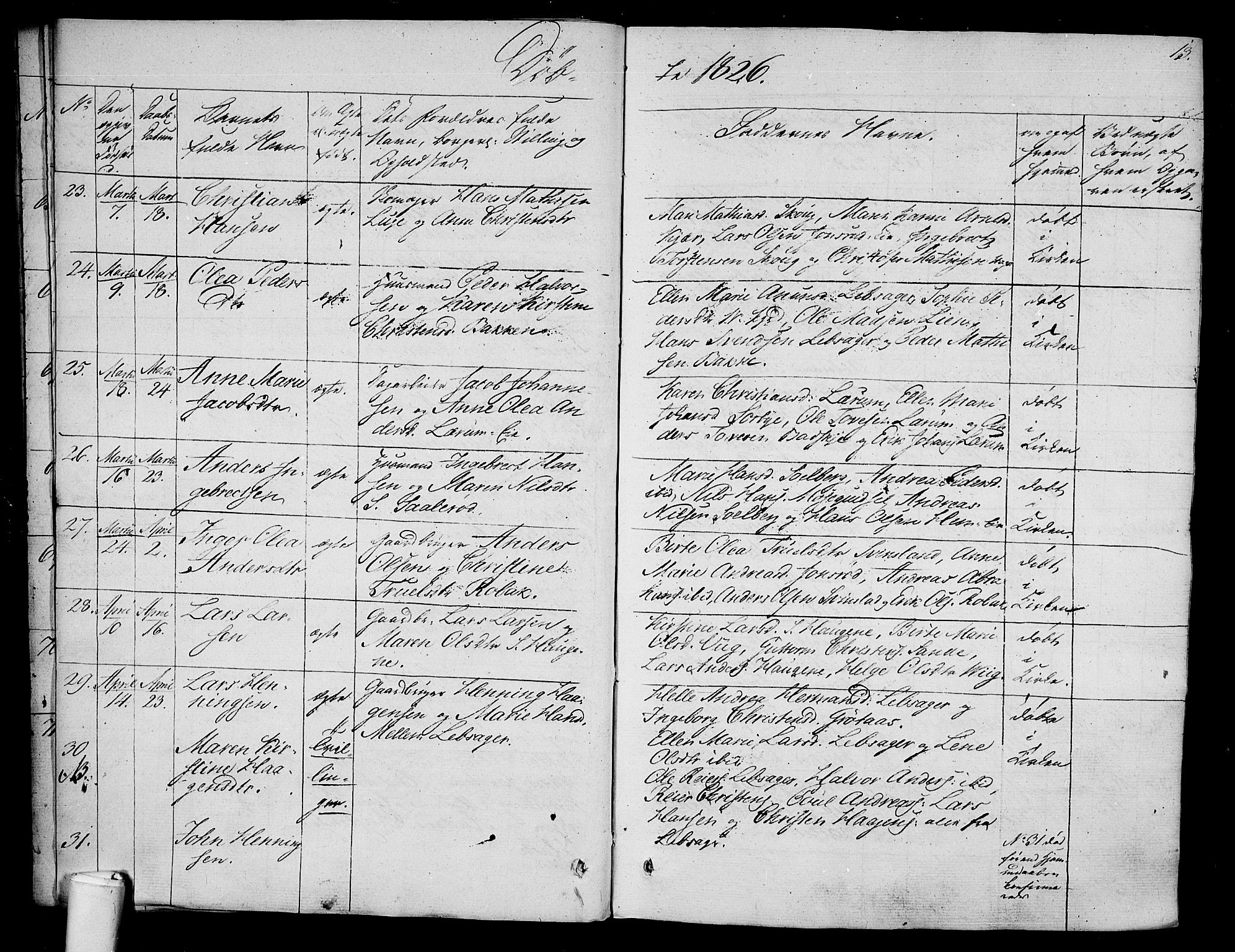 Våle kirkebøker, AV/SAKO-A-334/F/Fa/L0008: Ministerialbok nr. I 8, 1824-1844, s. 13