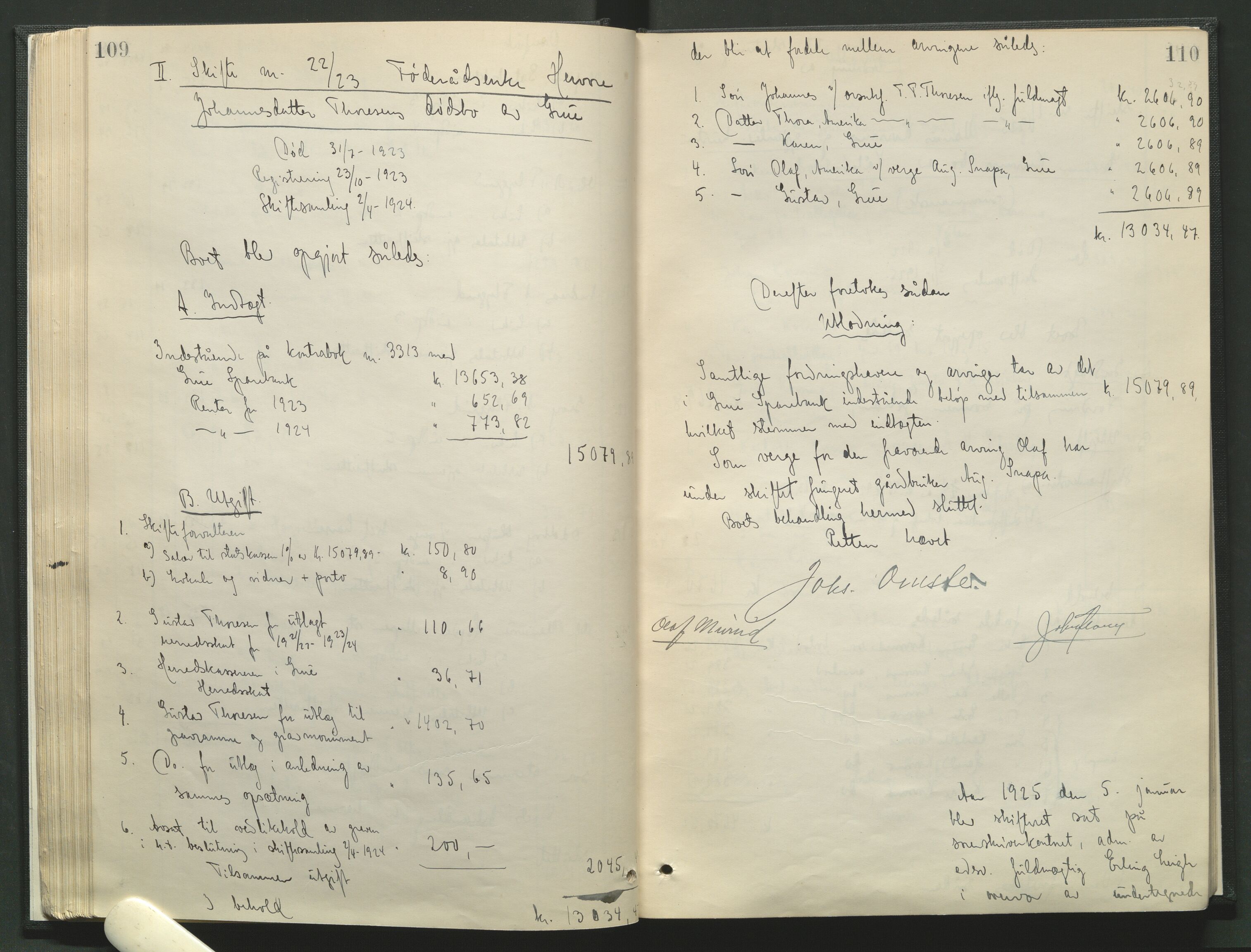 Solør tingrett, AV/SAH-TING-008/J/Jc/L0010: Skifteutlodningsprotokoll, 1922-1928, s. 109-110