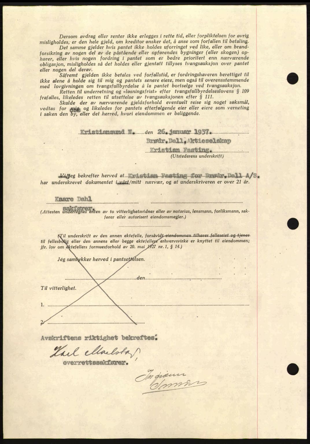 Kristiansund byfogd, AV/SAT-A-4587/A/27: Pantebok nr. 29, 1936-1937, Dagboknr: 63/1937