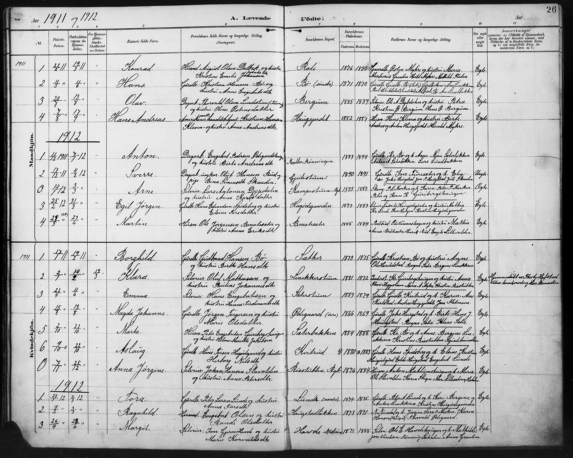 Ringebu prestekontor, AV/SAH-PREST-082/H/Ha/Hab/L0008: Klokkerbok nr. 8, 1890-1922, s. 26