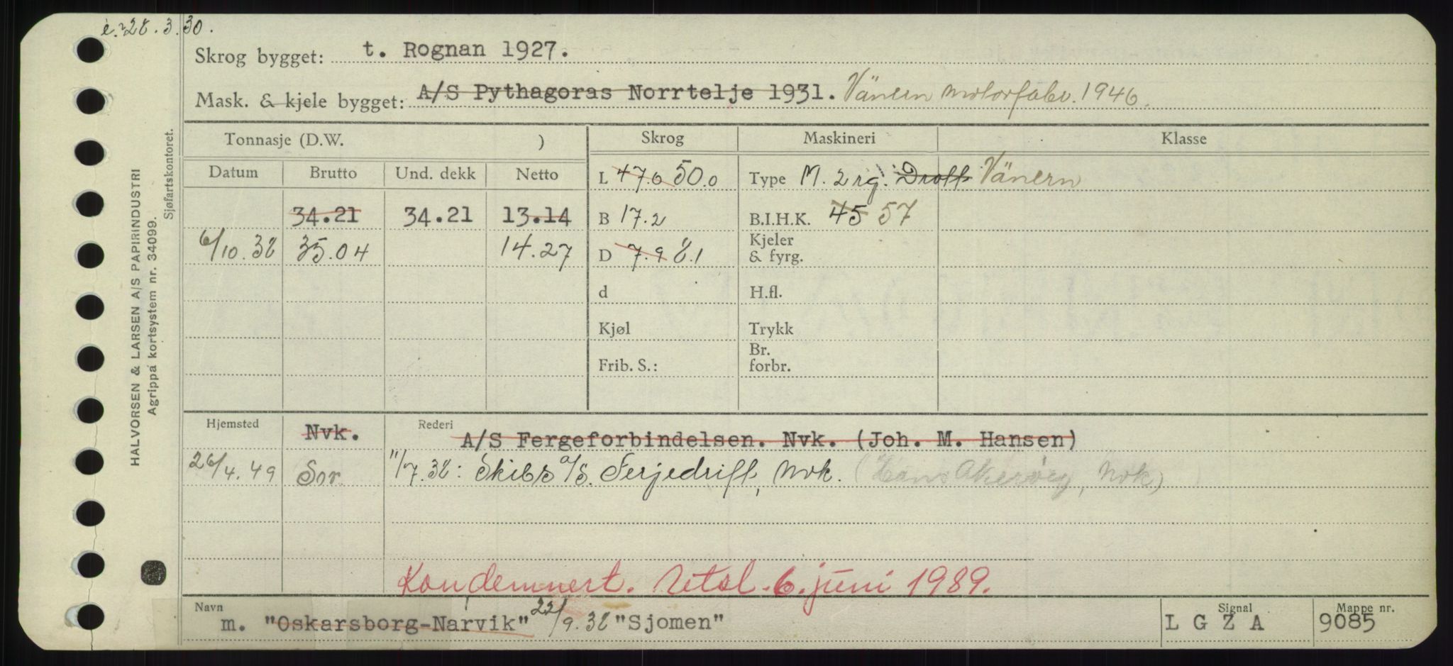 Sjøfartsdirektoratet med forløpere, Skipsmålingen, RA/S-1627/H/Hd/L0033: Fartøy, Sevi-Sjø, s. 329