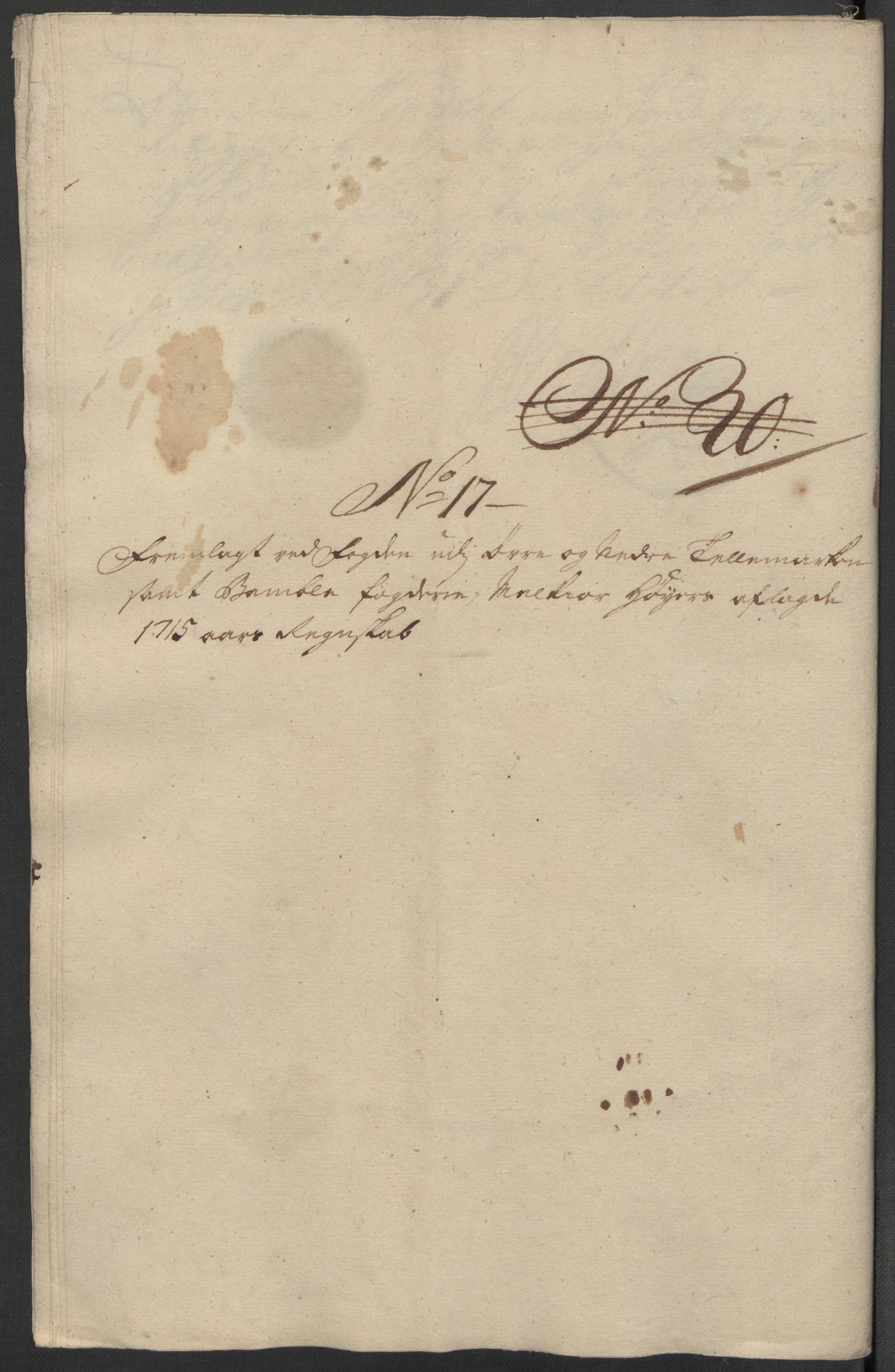 Rentekammeret inntil 1814, Reviderte regnskaper, Fogderegnskap, AV/RA-EA-4092/R36/L2127: Fogderegnskap Øvre og Nedre Telemark og Bamble, 1715, s. 217