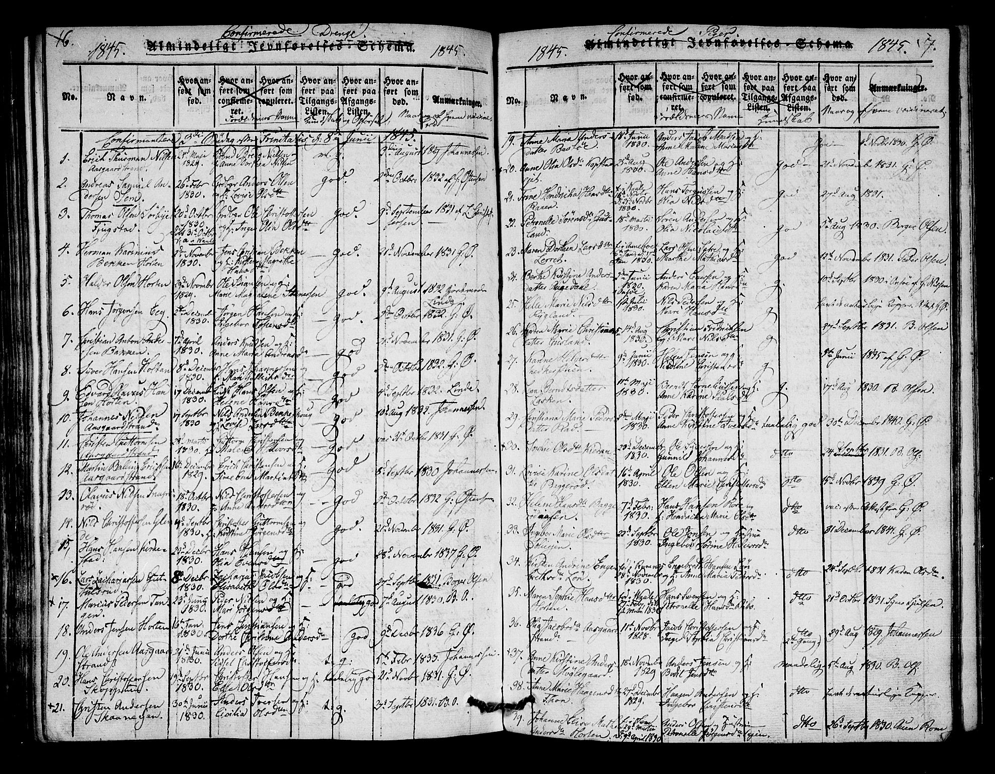 Borre kirkebøker, AV/SAKO-A-338/F/Fa/L0004: Ministerialbok nr. I 4, 1815-1845, s. 16-17