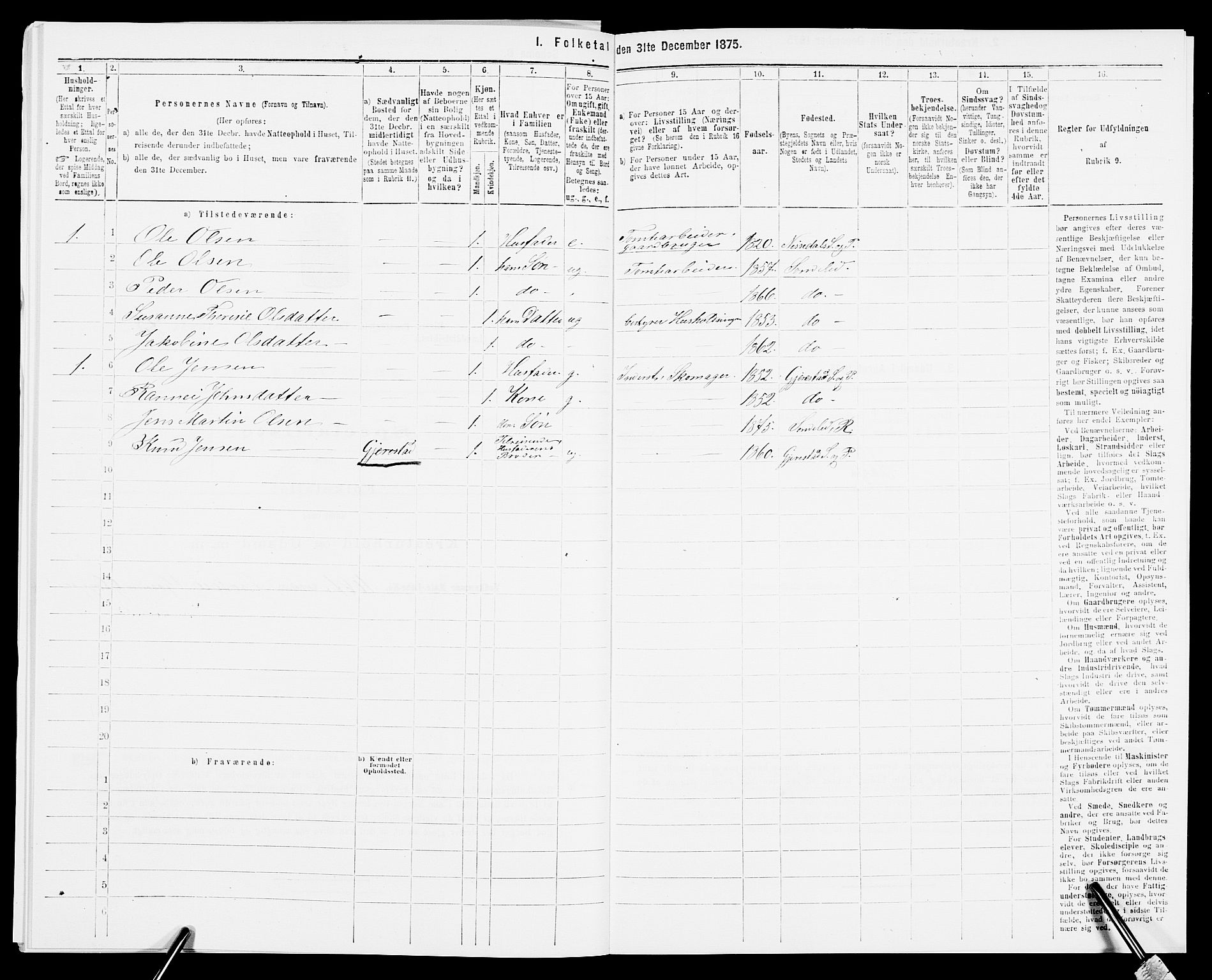 SAK, Folketelling 1875 for 0913L Risør prestegjeld, Søndeled sokn, 1875, s. 369