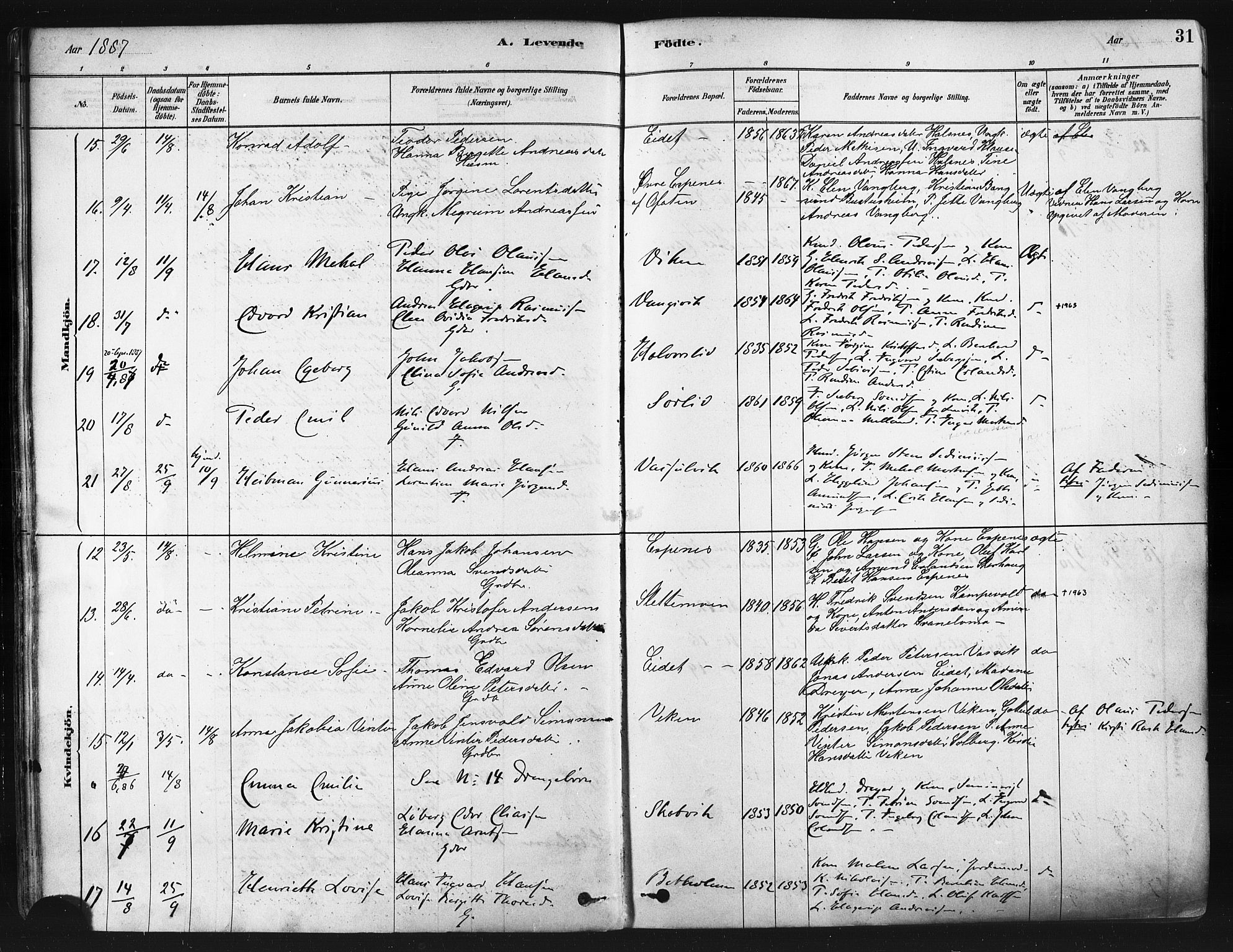 Tranøy sokneprestkontor, AV/SATØ-S-1313/I/Ia/Iaa/L0009kirke: Ministerialbok nr. 9, 1878-1904, s. 31