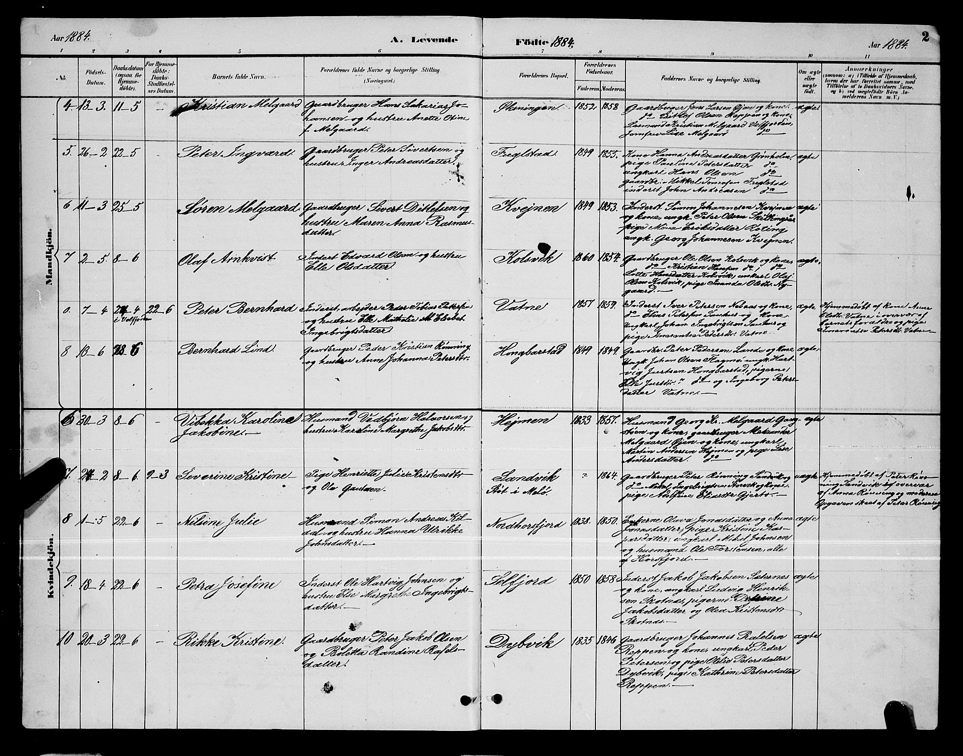 Ministerialprotokoller, klokkerbøker og fødselsregistre - Nordland, AV/SAT-A-1459/810/L0160: Klokkerbok nr. 810C03, 1884-1896, s. 2