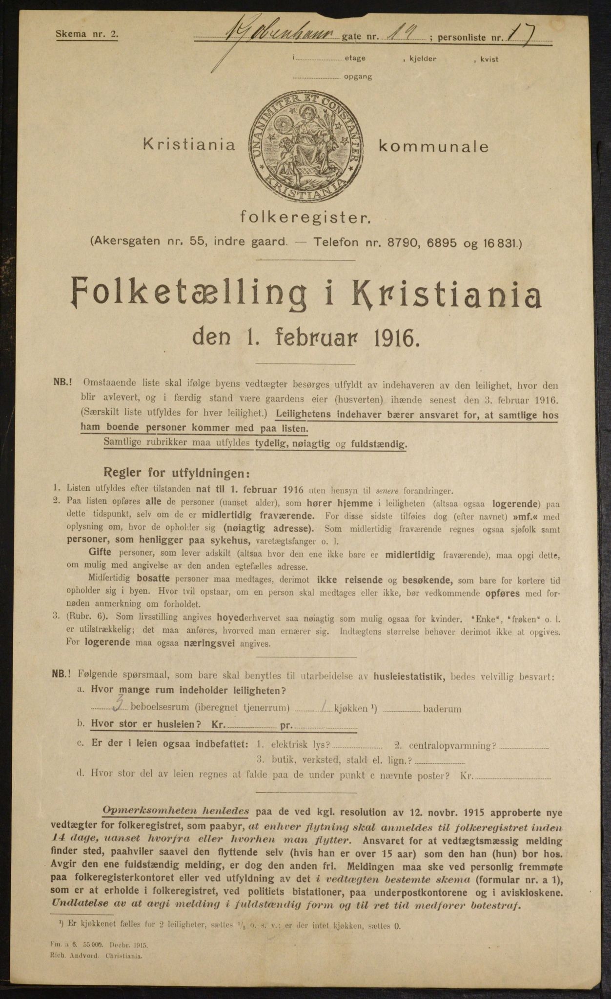 OBA, Kommunal folketelling 1.2.1916 for Kristiania, 1916, s. 56465