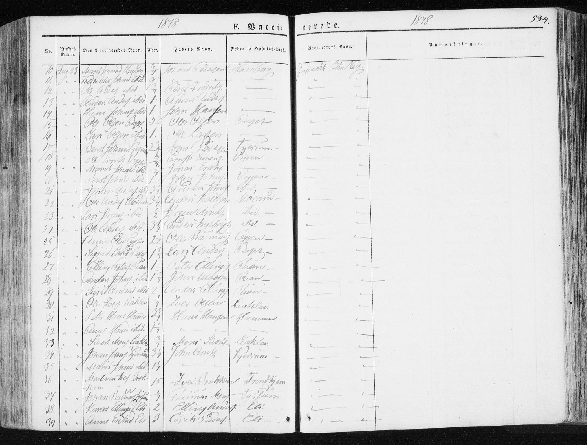 Ministerialprotokoller, klokkerbøker og fødselsregistre - Sør-Trøndelag, SAT/A-1456/665/L0771: Ministerialbok nr. 665A06, 1830-1856, s. 534