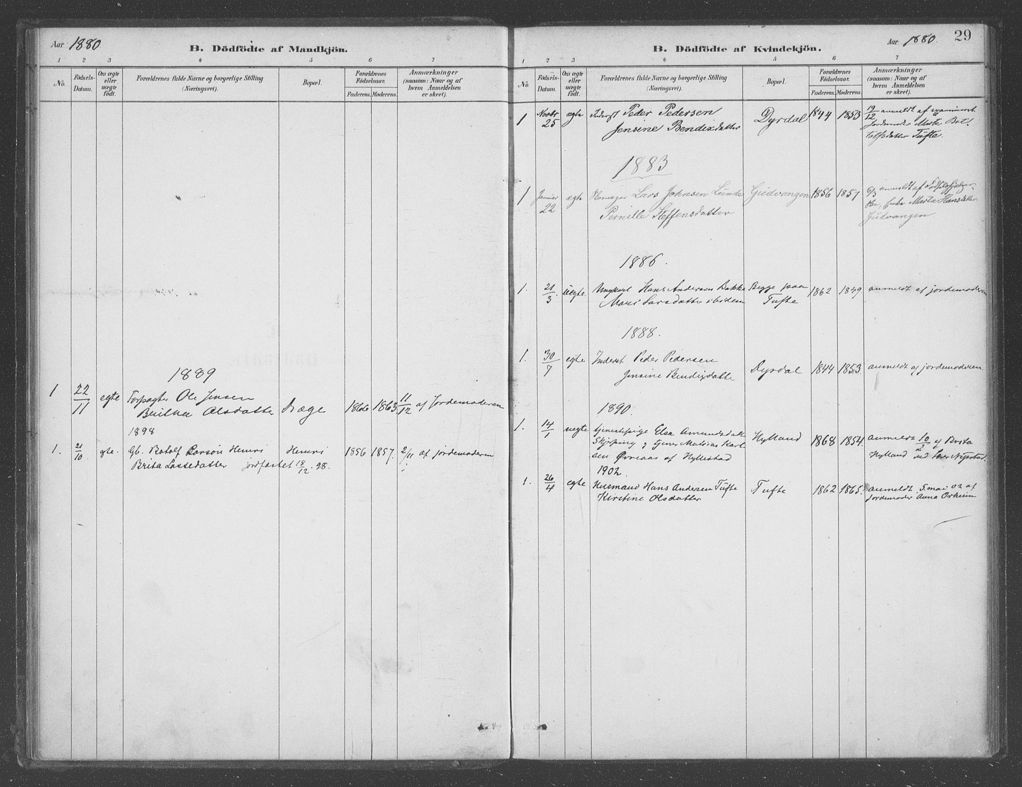 Aurland sokneprestembete, AV/SAB-A-99937/H/Ha/Had/L0001: Ministerialbok nr. D  1, 1880-1903, s. 29