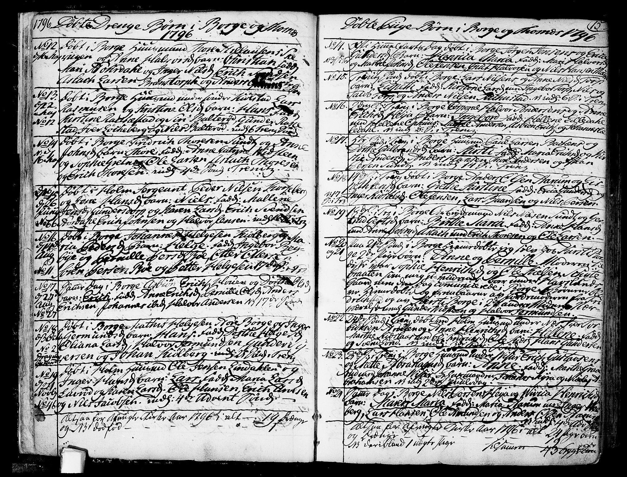 Borge prestekontor Kirkebøker, SAO/A-10903/F/Fa/L0002: Ministerialbok nr. I 2, 1791-1817, s. 15