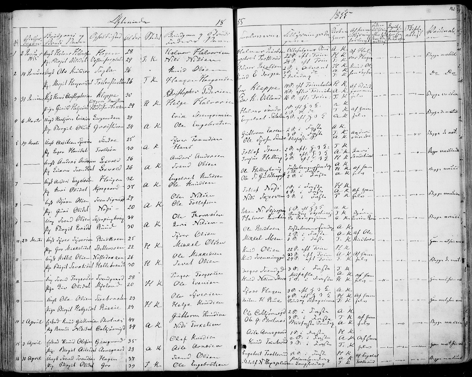 Ål kirkebøker, AV/SAKO-A-249/F/Fa/L0006: Ministerialbok nr. I 6, 1849-1864, s. 142