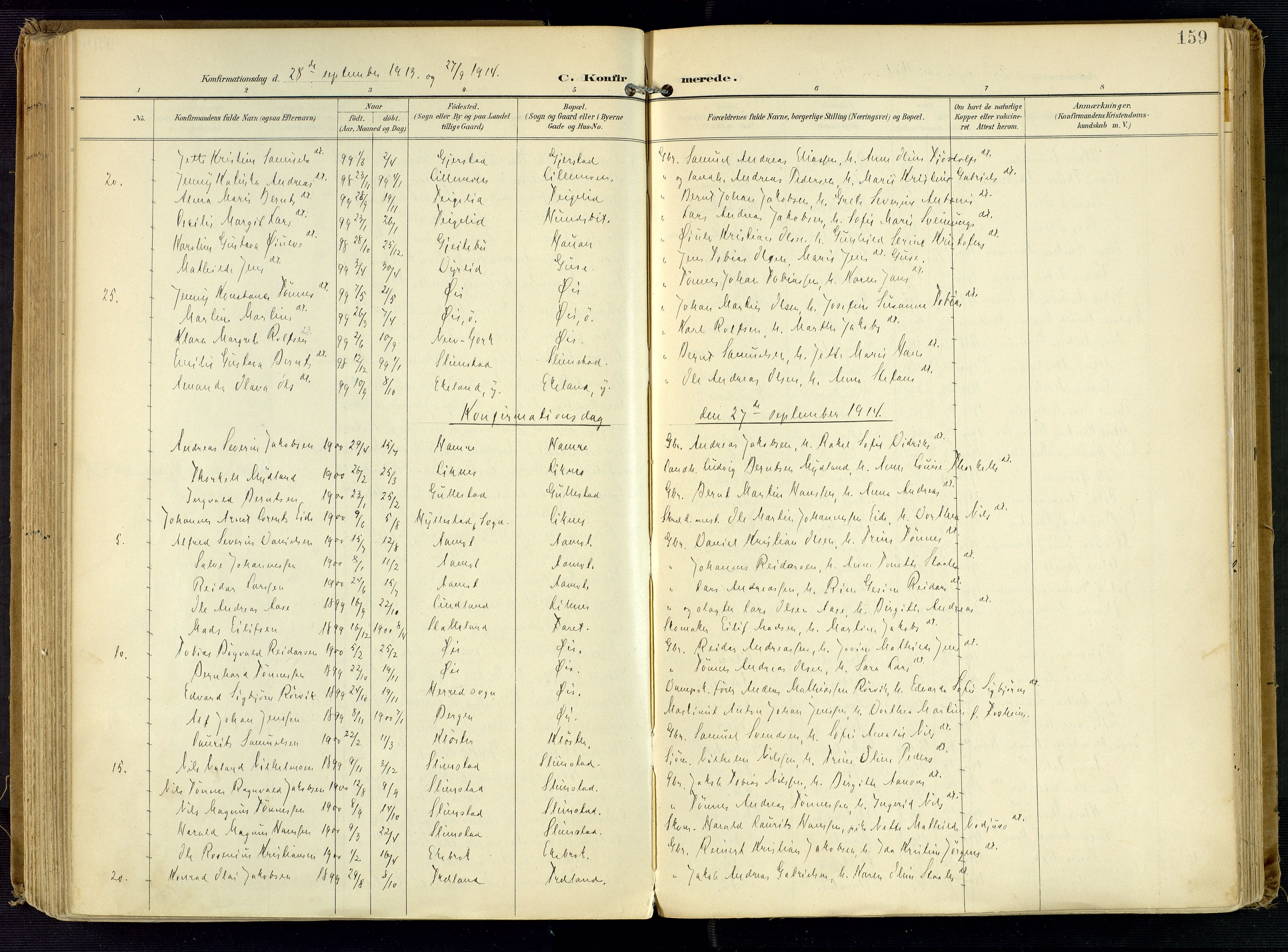 Kvinesdal sokneprestkontor, SAK/1111-0026/F/Fa/Fab/L0009: Ministerialbok nr. A 9, 1898-1915, s. 159