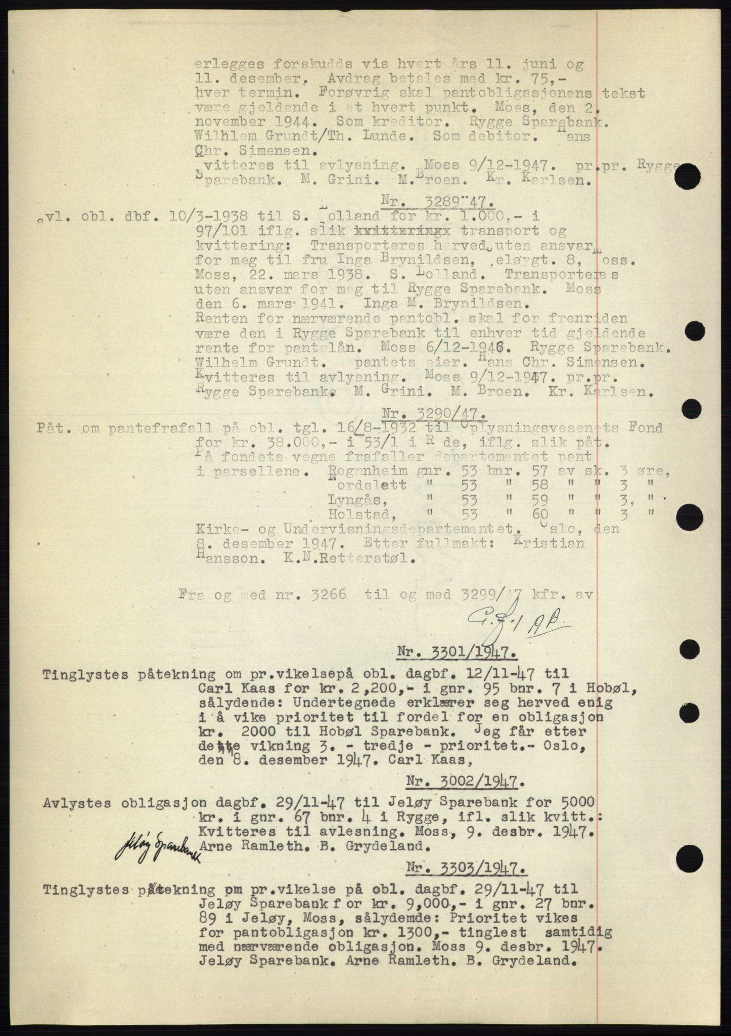 Moss sorenskriveri, SAO/A-10168: Pantebok nr. C10, 1938-1950, Dagboknr: 3289/1947