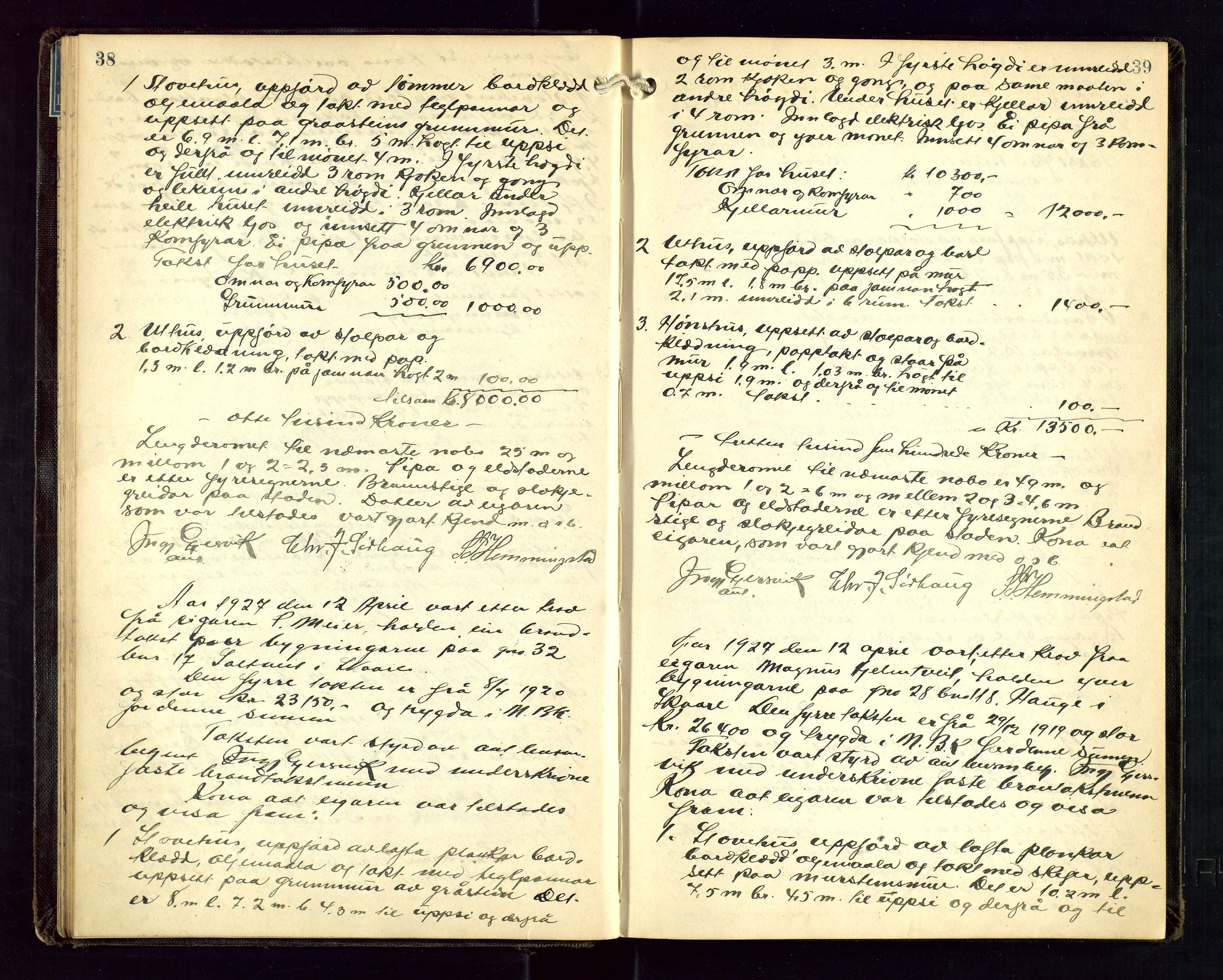 Torvestad lensmannskontor, AV/SAST-A-100307/1/Goa/L0004: "Brandtakstsprotokoll for lensmannen i Torvastad", 1925-1934, s. 38-39