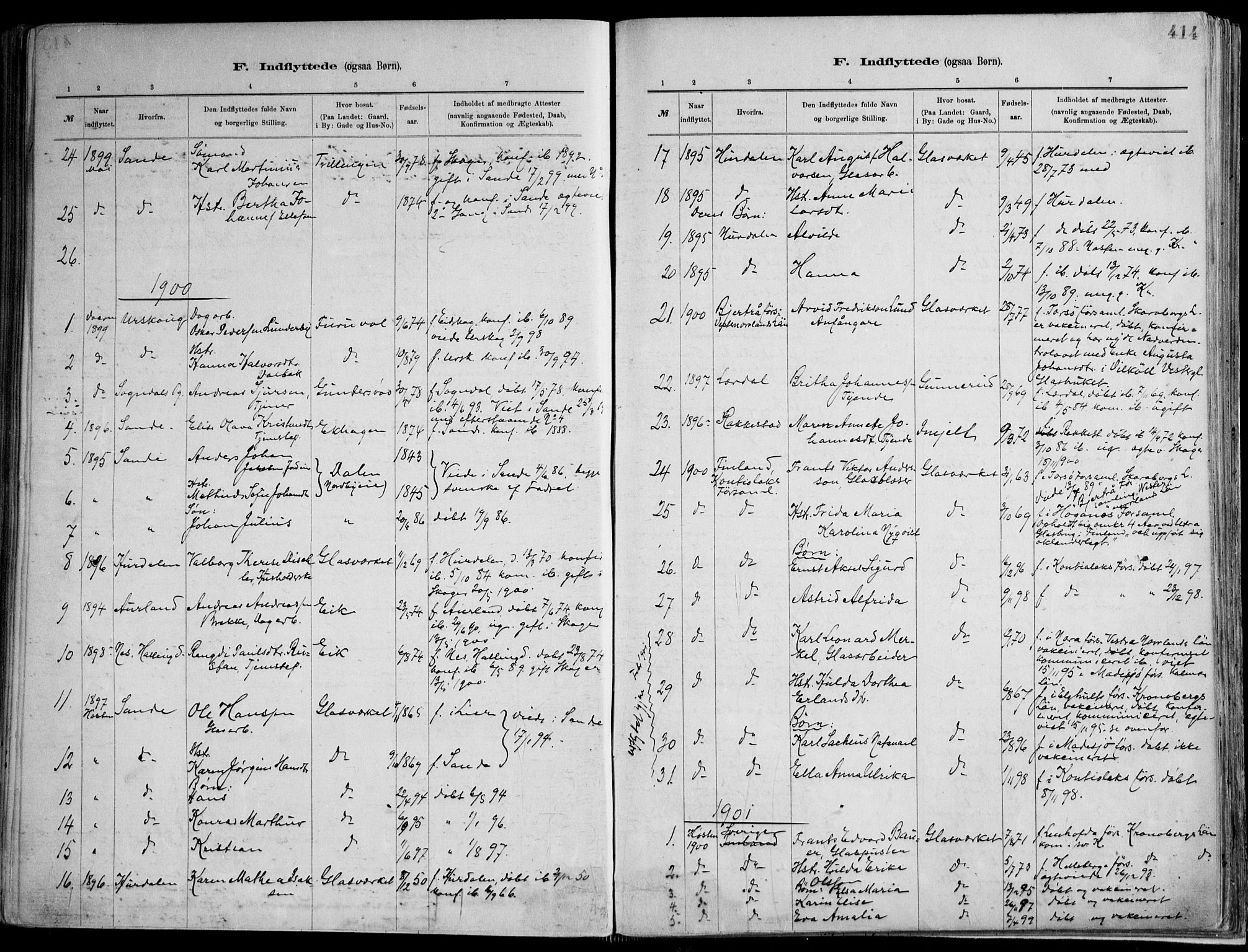 Skoger kirkebøker, AV/SAKO-A-59/F/Fa/L0006: Ministerialbok nr. I 6, 1885-1910, s. 414