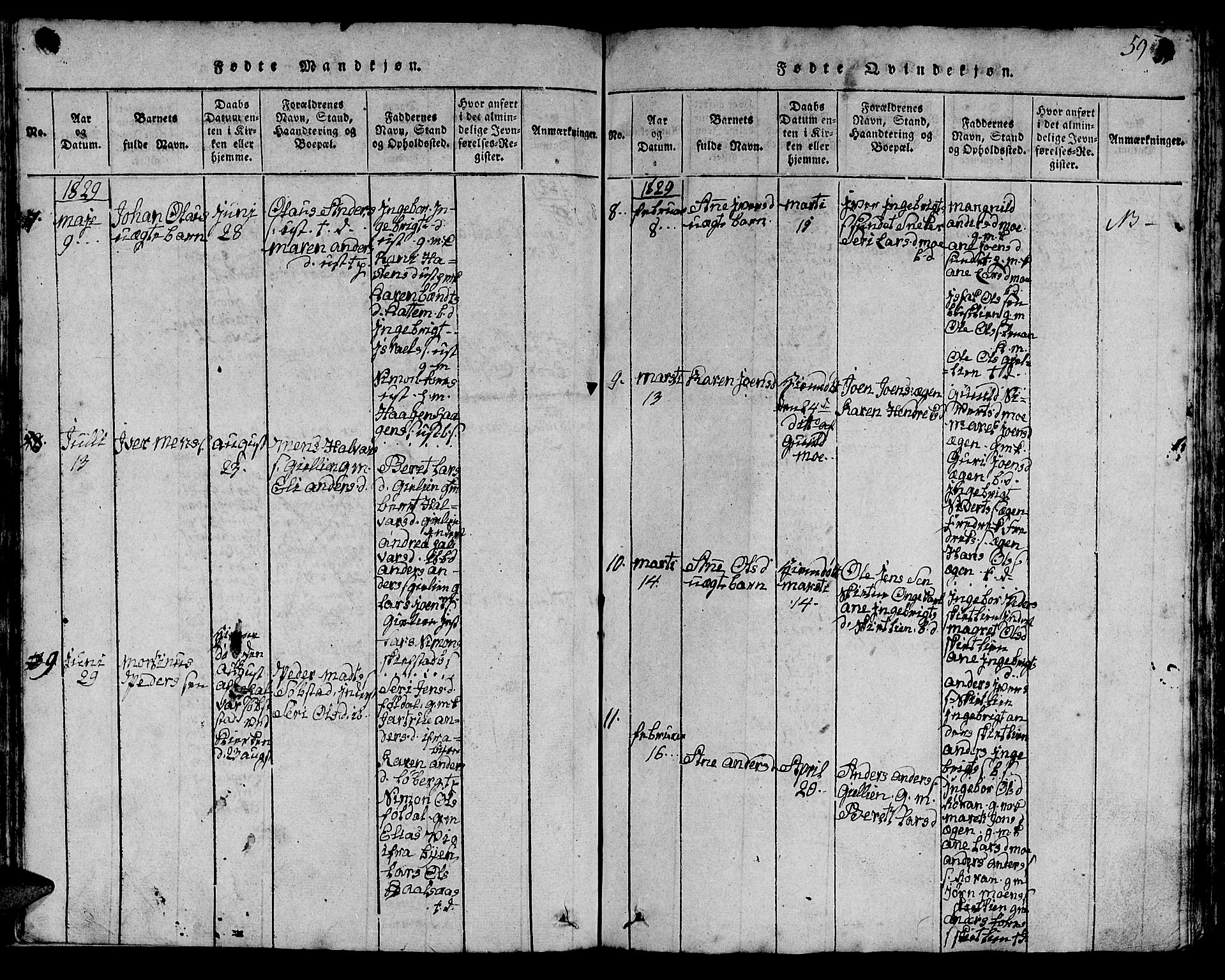 Ministerialprotokoller, klokkerbøker og fødselsregistre - Sør-Trøndelag, SAT/A-1456/613/L0393: Klokkerbok nr. 613C01, 1816-1886, s. 59