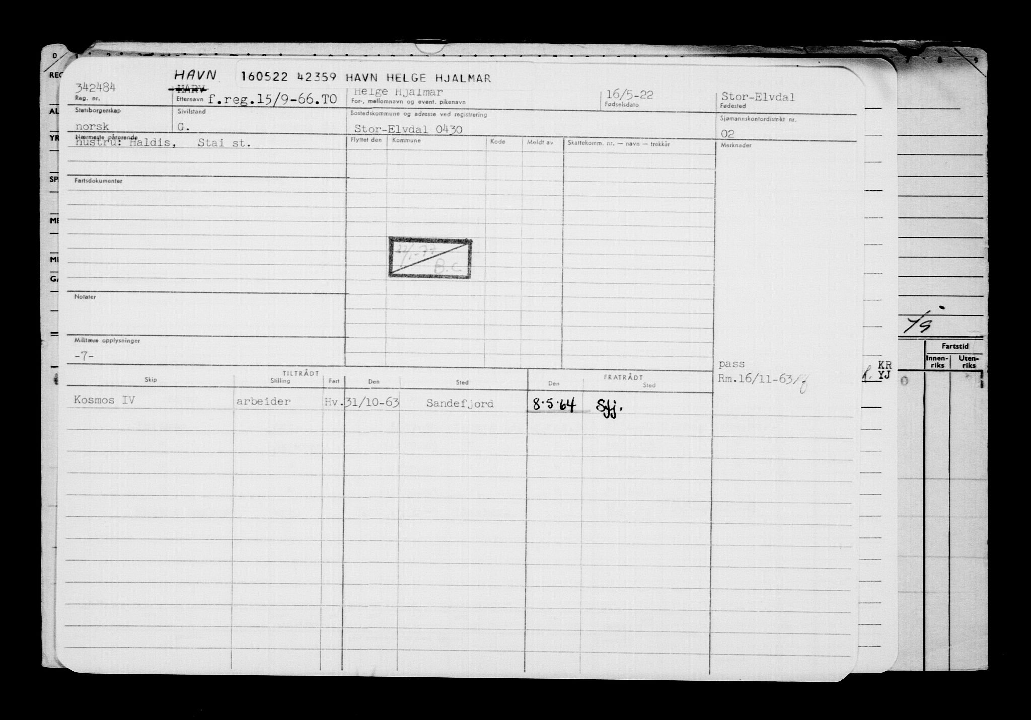 Direktoratet for sjømenn, AV/RA-S-3545/G/Gb/L0206: Hovedkort, 1922, s. 427