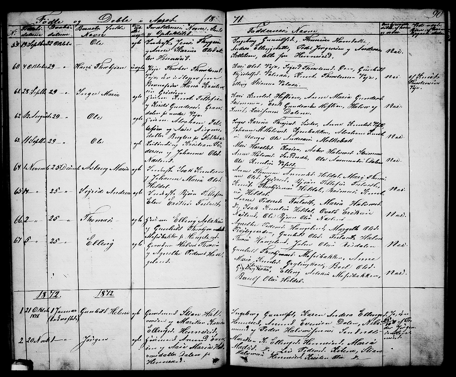 Drangedal kirkebøker, AV/SAKO-A-258/G/Ga/L0002: Klokkerbok nr. I 2, 1856-1887, s. 90
