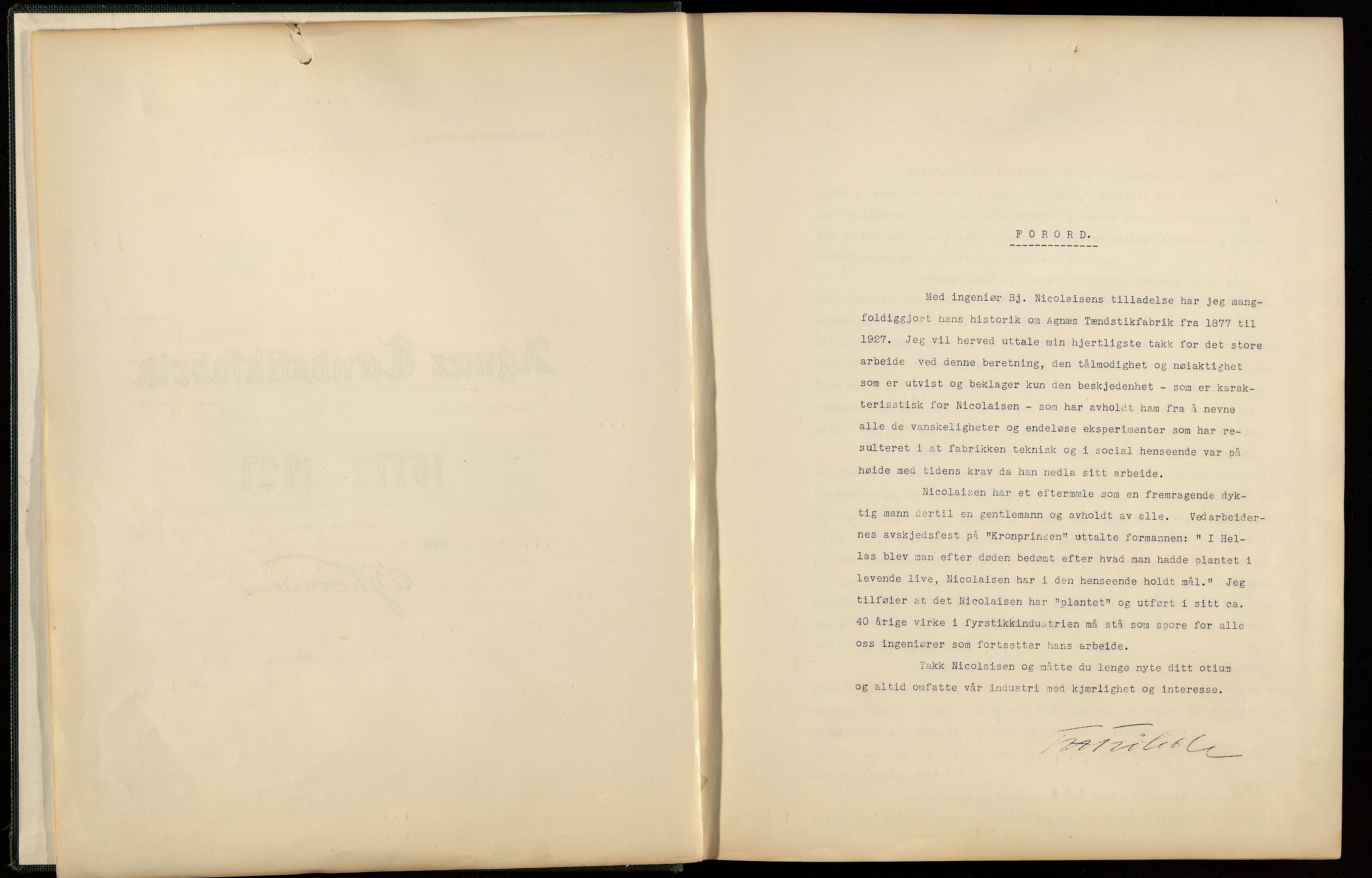 Pa 91 - Forestia Agnes, VEMU/A-1107/X/L0002: Bok - Agnes' historie 50 år, 1938