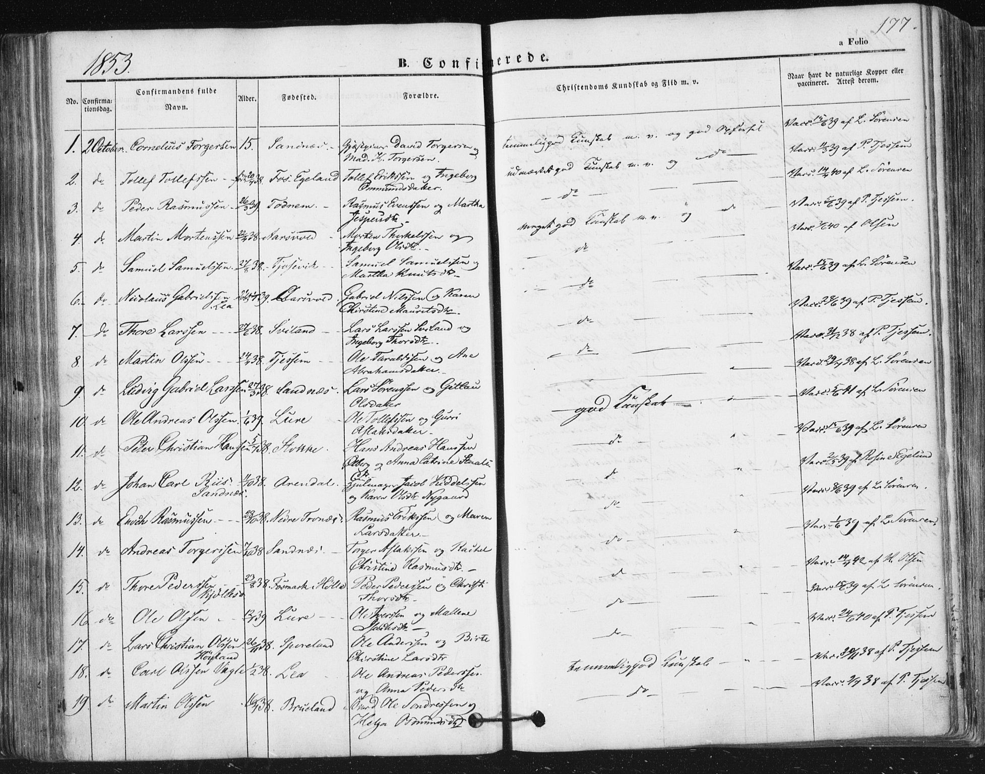 Høyland sokneprestkontor, AV/SAST-A-101799/001/30BA/L0008: Ministerialbok nr. A 8, 1841-1856, s. 177