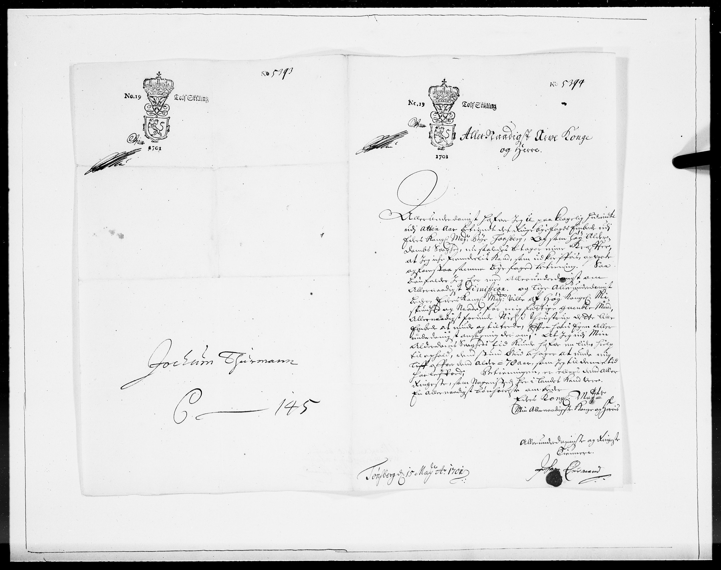 Danske Kanselli 1572-1799, AV/RA-EA-3023/F/Fc/Fcc/Fcca/L0052: Norske innlegg 1572-1799, 1701, s. 237