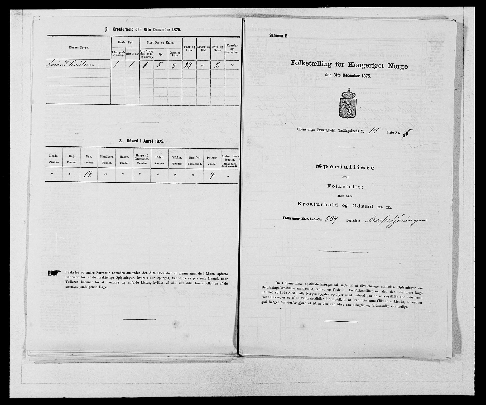 SAB, Folketelling 1875 for 1230P Ullensvang prestegjeld, 1875, s. 1336