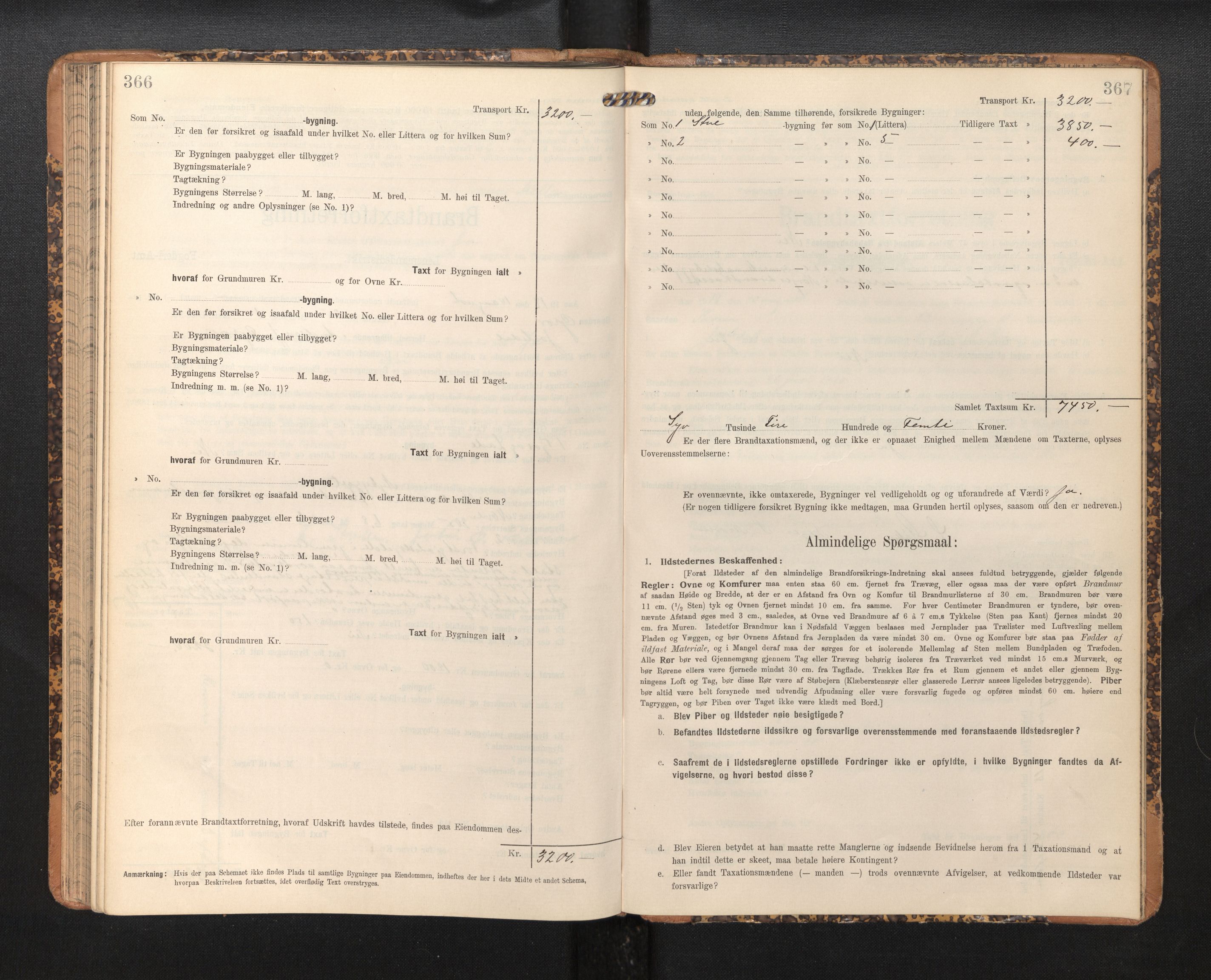 Lensmannen i Jostedal, SAB/A-28601/0012/L0004: Branntakstprotokoll, skjematakst, 1906-1919, s. 366-367