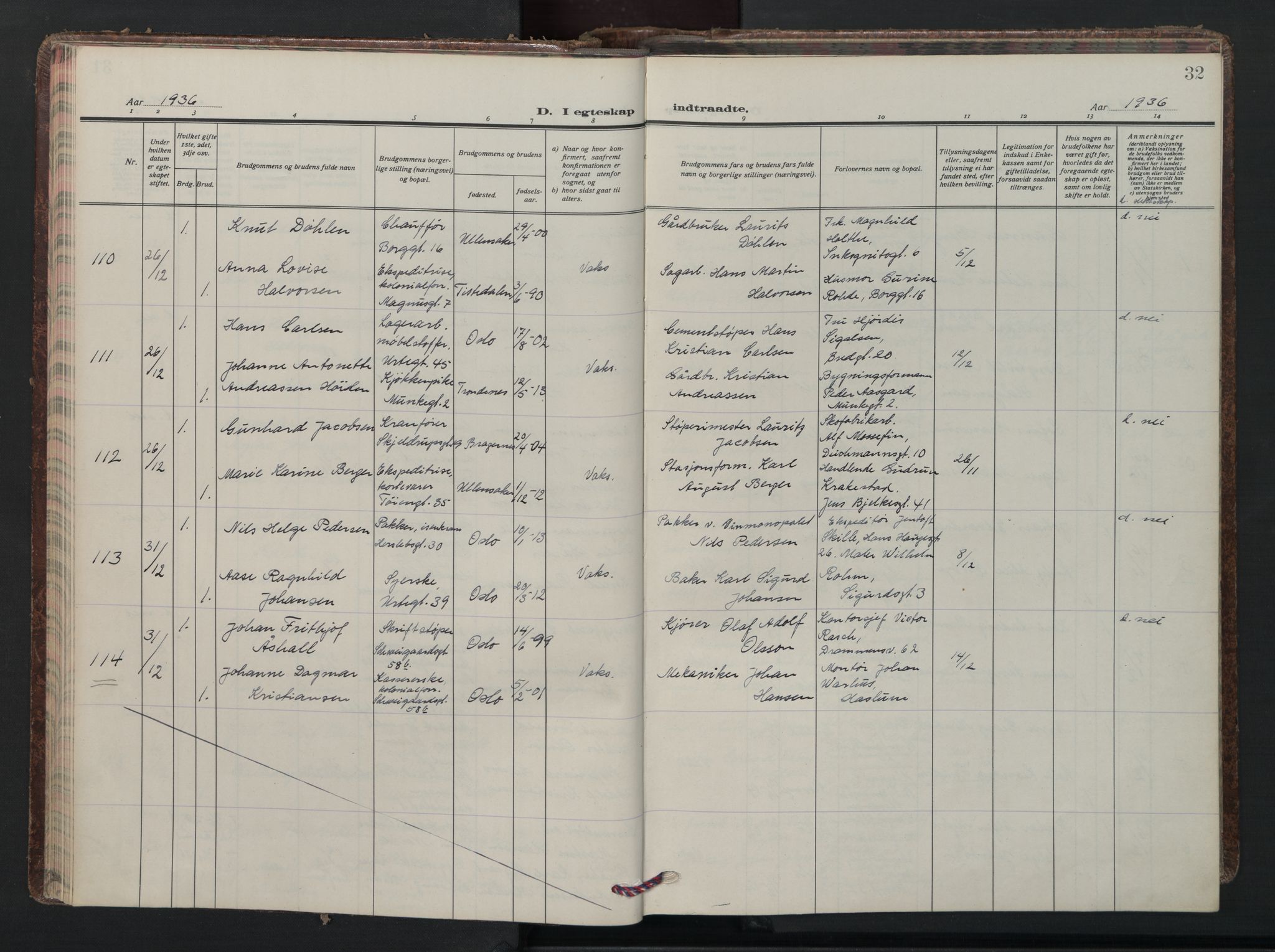 Grønland prestekontor Kirkebøker, SAO/A-10848/F/Fa/L0020: Ministerialbok nr. 20, 1935-1946, s. 32