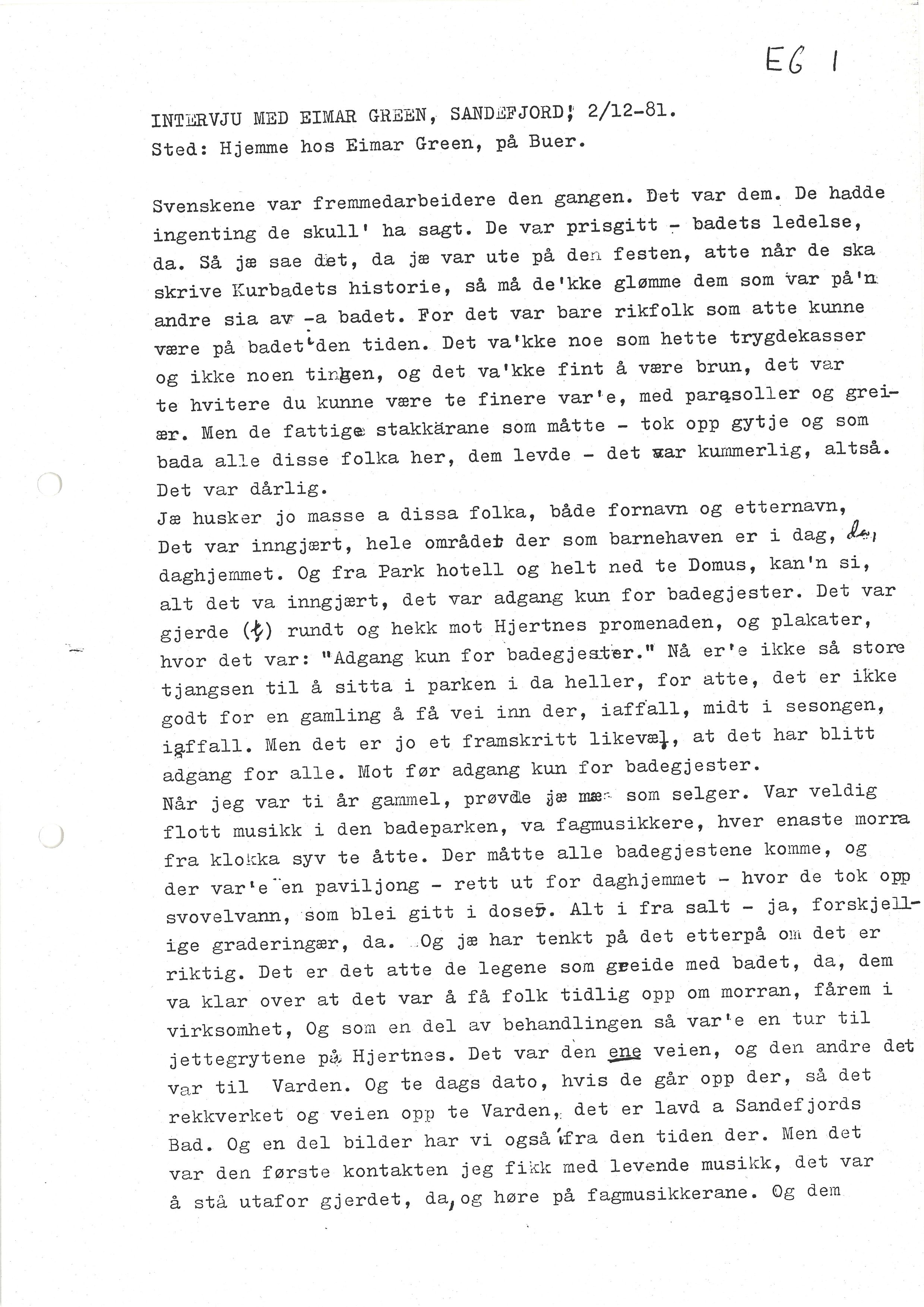 Sa 16 - Folkemusikk fra Vestfold, Gjerdesamlingen, VEMU/A-1868/I/L0001: Informantregister med intervjunedtegnelser, 1979-1986