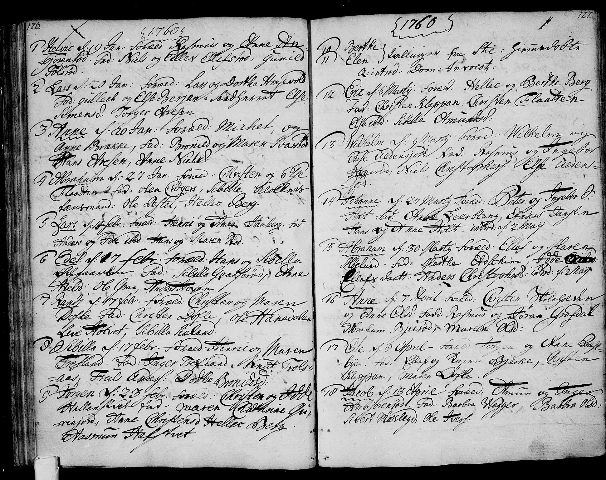 Andebu kirkebøker, AV/SAKO-A-336/F/Fa/L0002: Ministerialbok nr. I 2, 1733-1802, s. 126-127