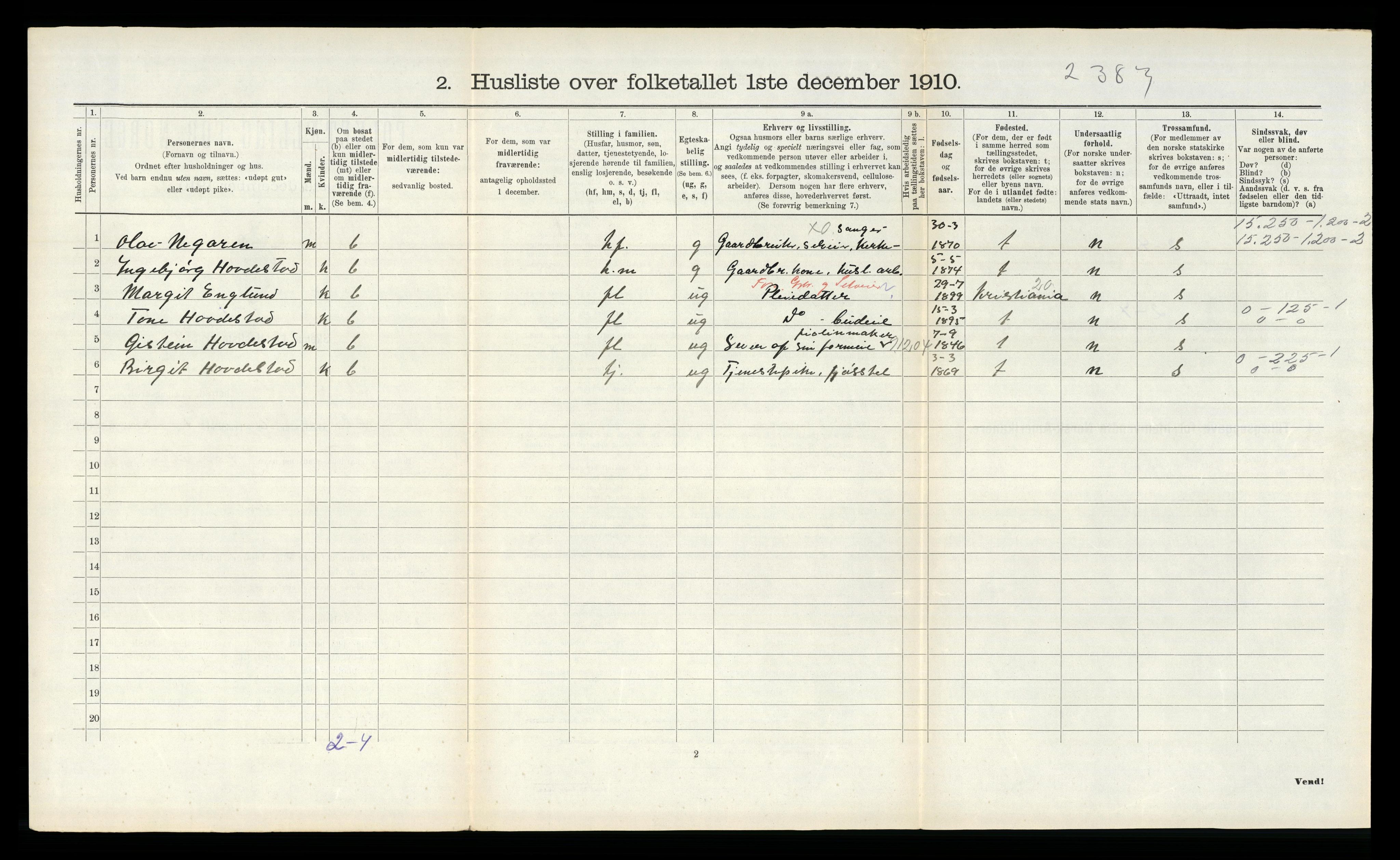 RA, Folketelling 1910 for 0834 Vinje herred, 1910, s. 159