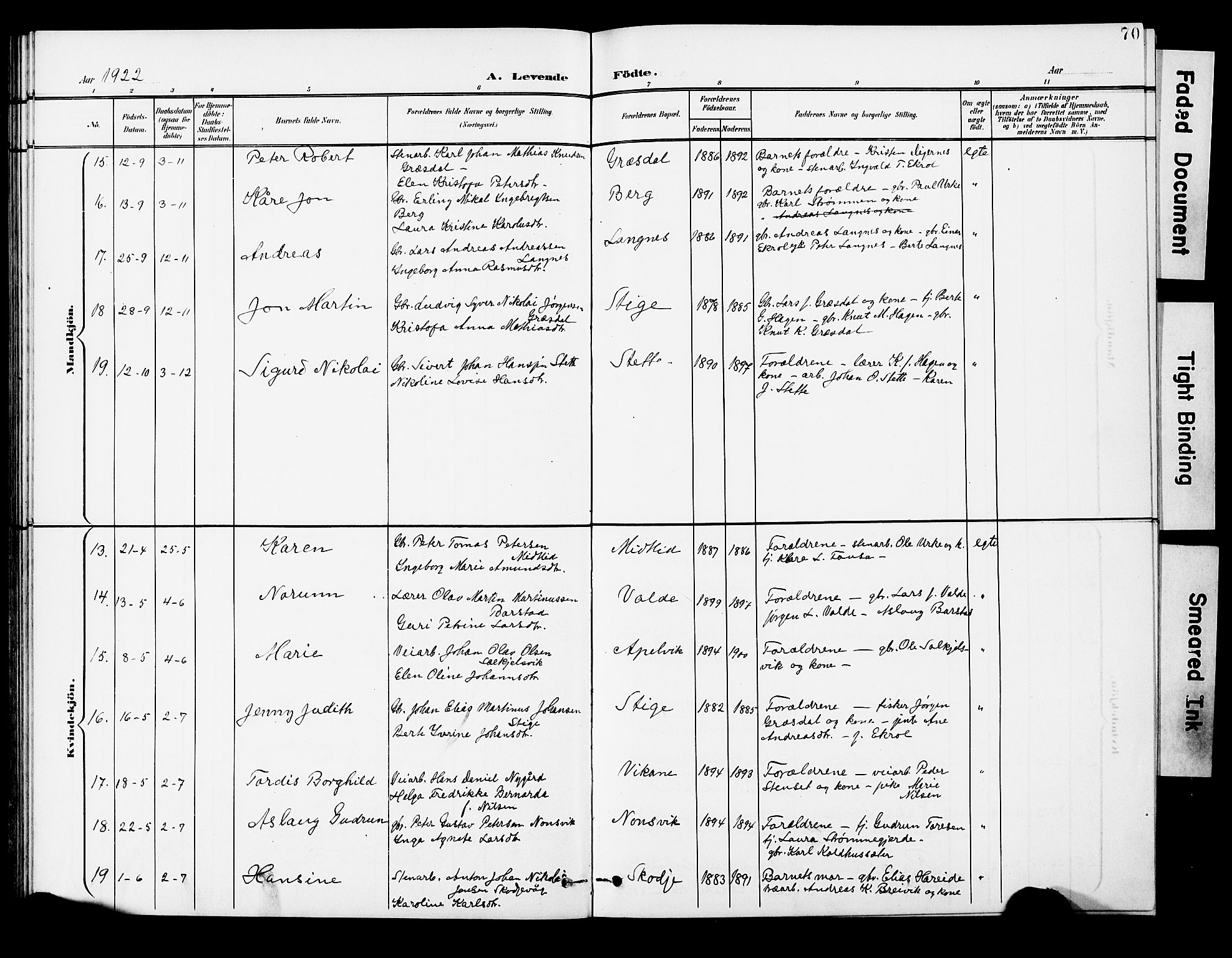 Ministerialprotokoller, klokkerbøker og fødselsregistre - Møre og Romsdal, AV/SAT-A-1454/524/L0366: Klokkerbok nr. 524C07, 1900-1931, s. 70